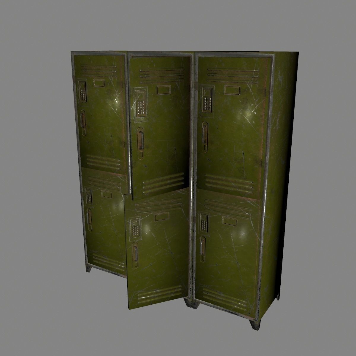 locker 5 three cupboards Low-poly 3D model_6