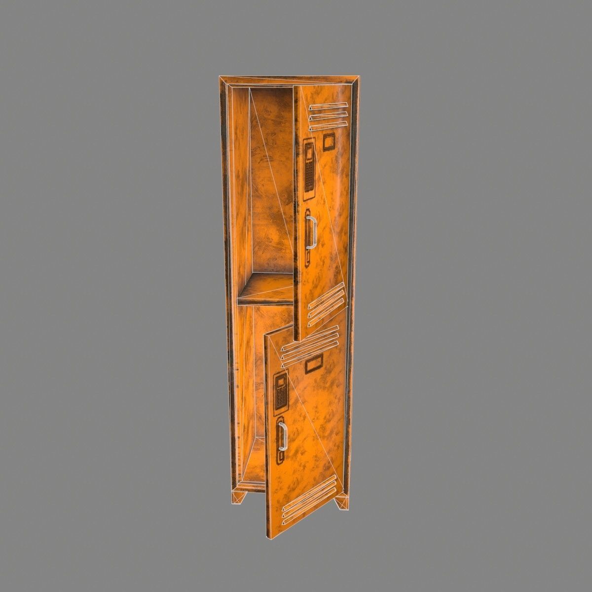 locker 7 metal Low-poly 3D model_14