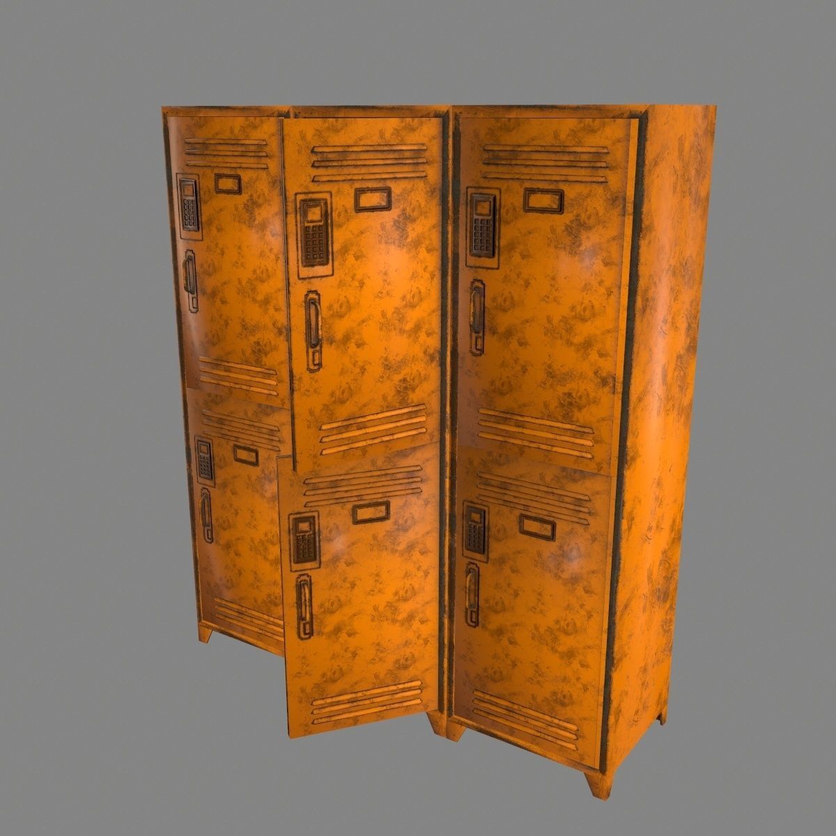 locker 7 metal Low-poly 3D model_6