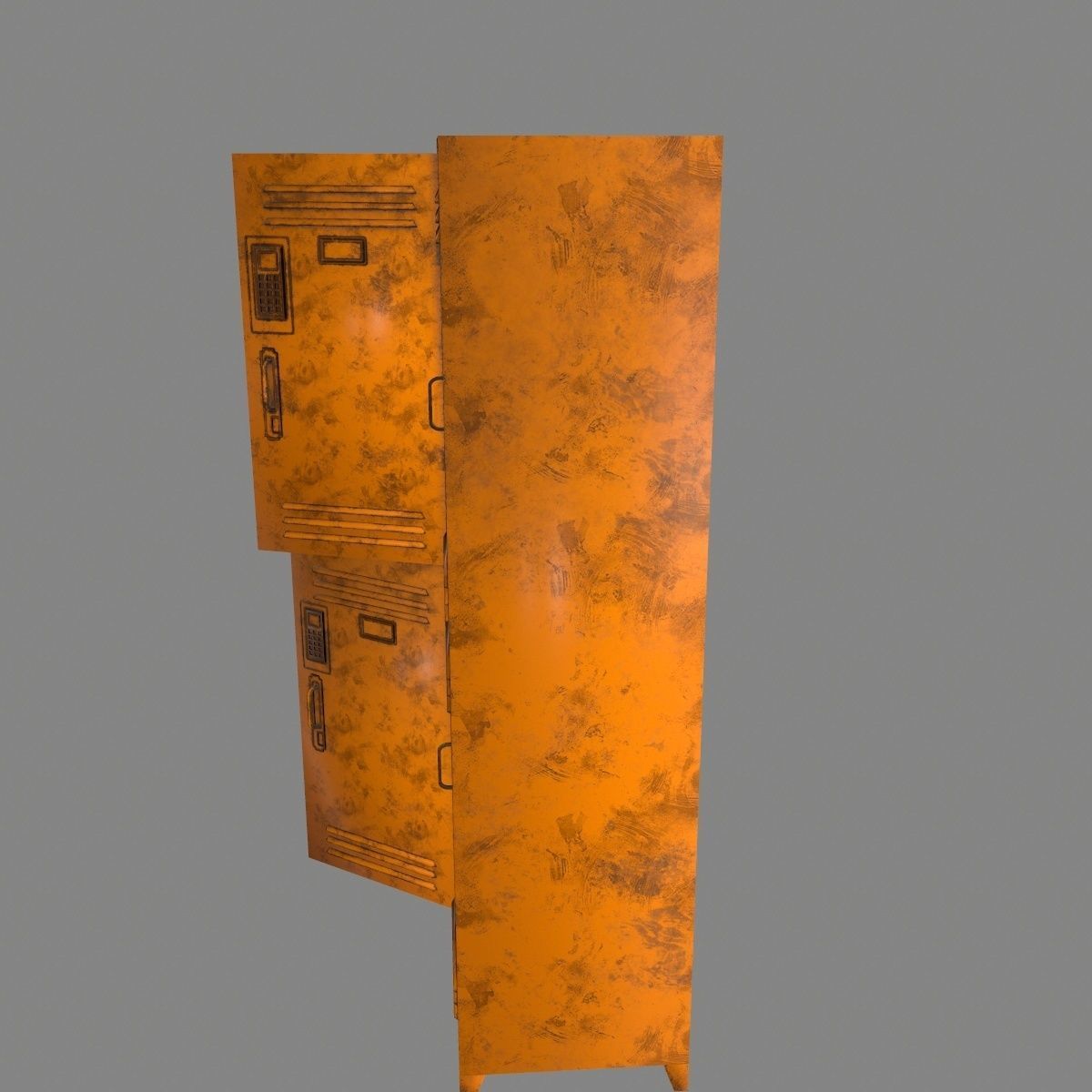 locker 7 metal Low-poly 3D model_5