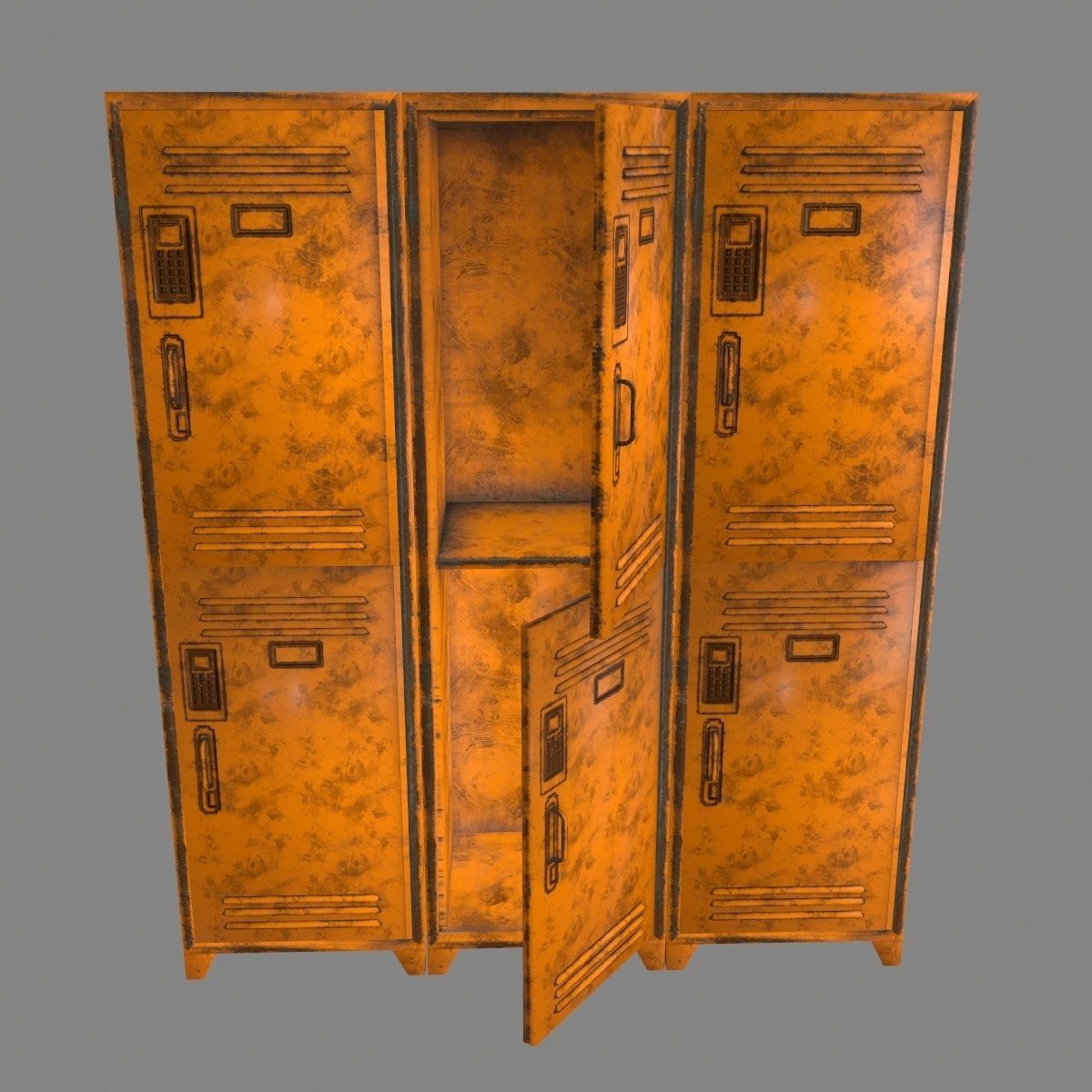 locker 7 metal Low-poly 3D model_1