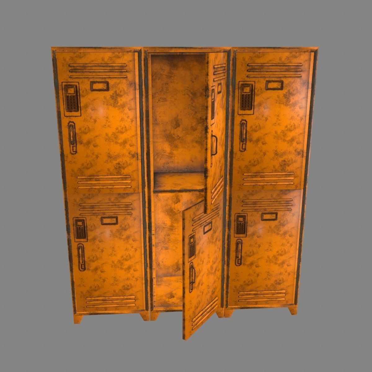 locker 7 metal Low-poly 3D model_7