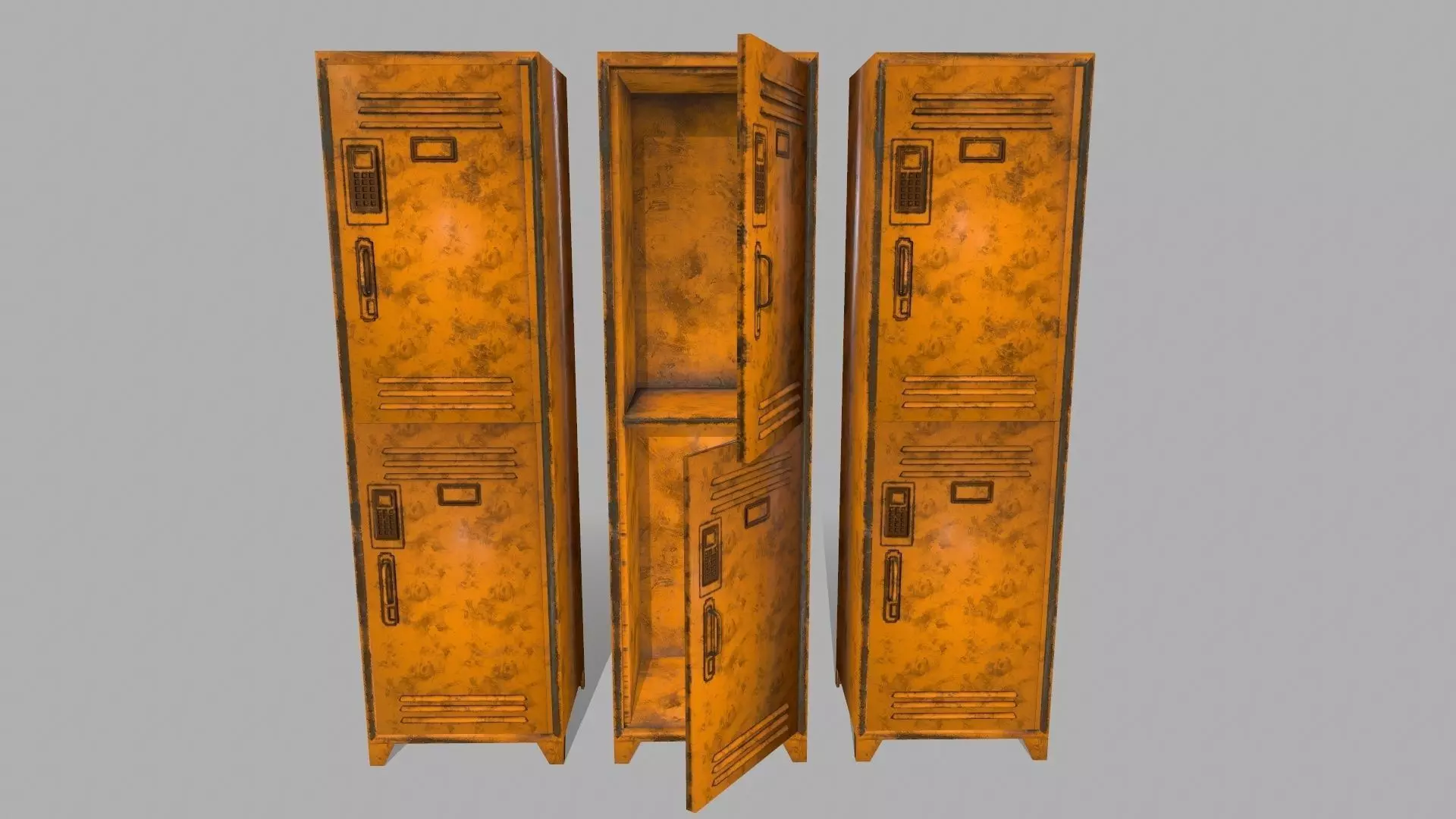 locker 7 metal Low-poly 3D model_0