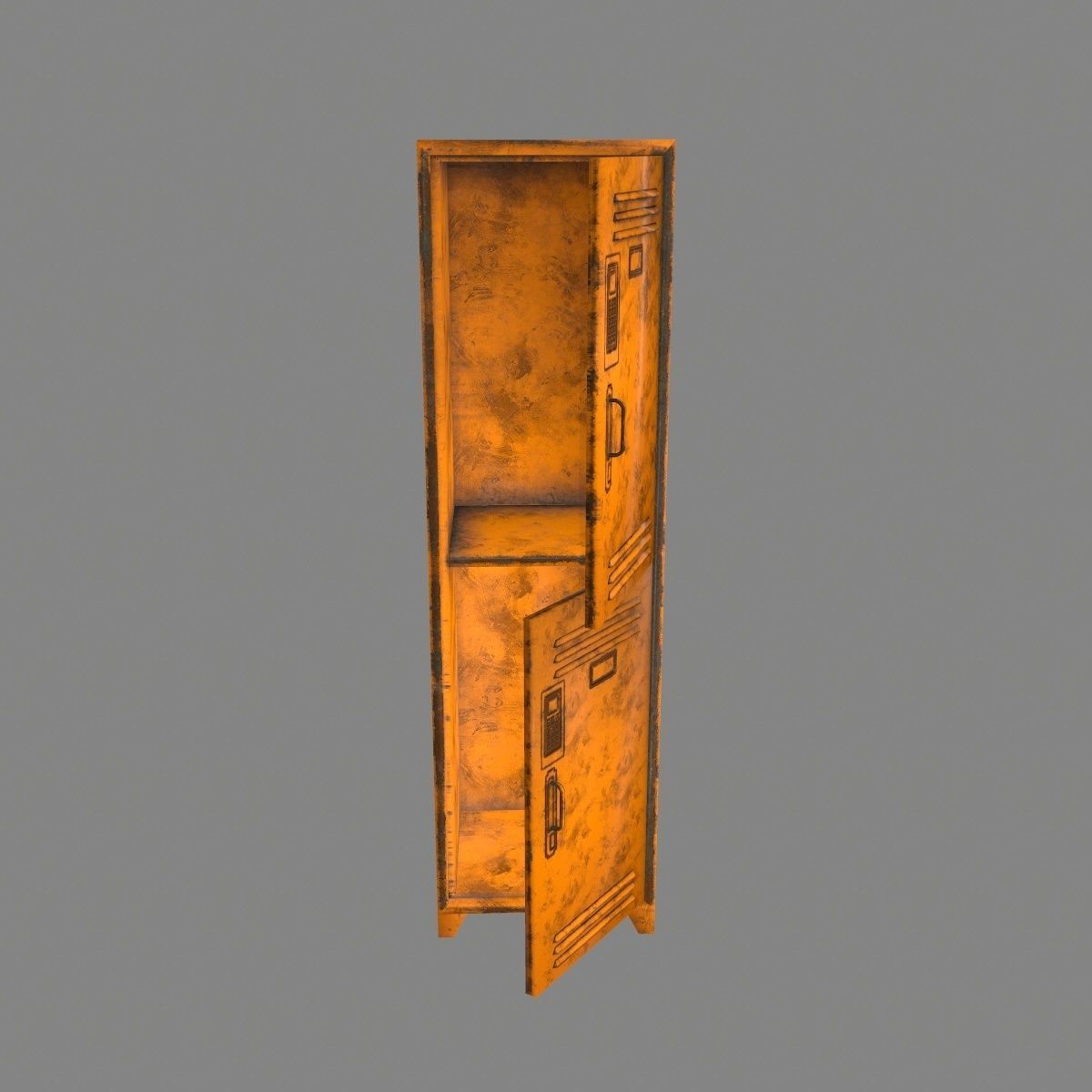 locker 7 metal Low-poly 3D model_9
