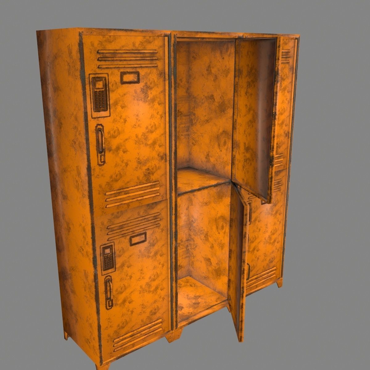 locker 7 metal Low-poly 3D model_2