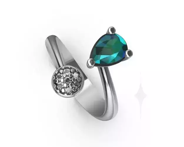 RING OPEN DIAMOND SAPHIRE 3D print model