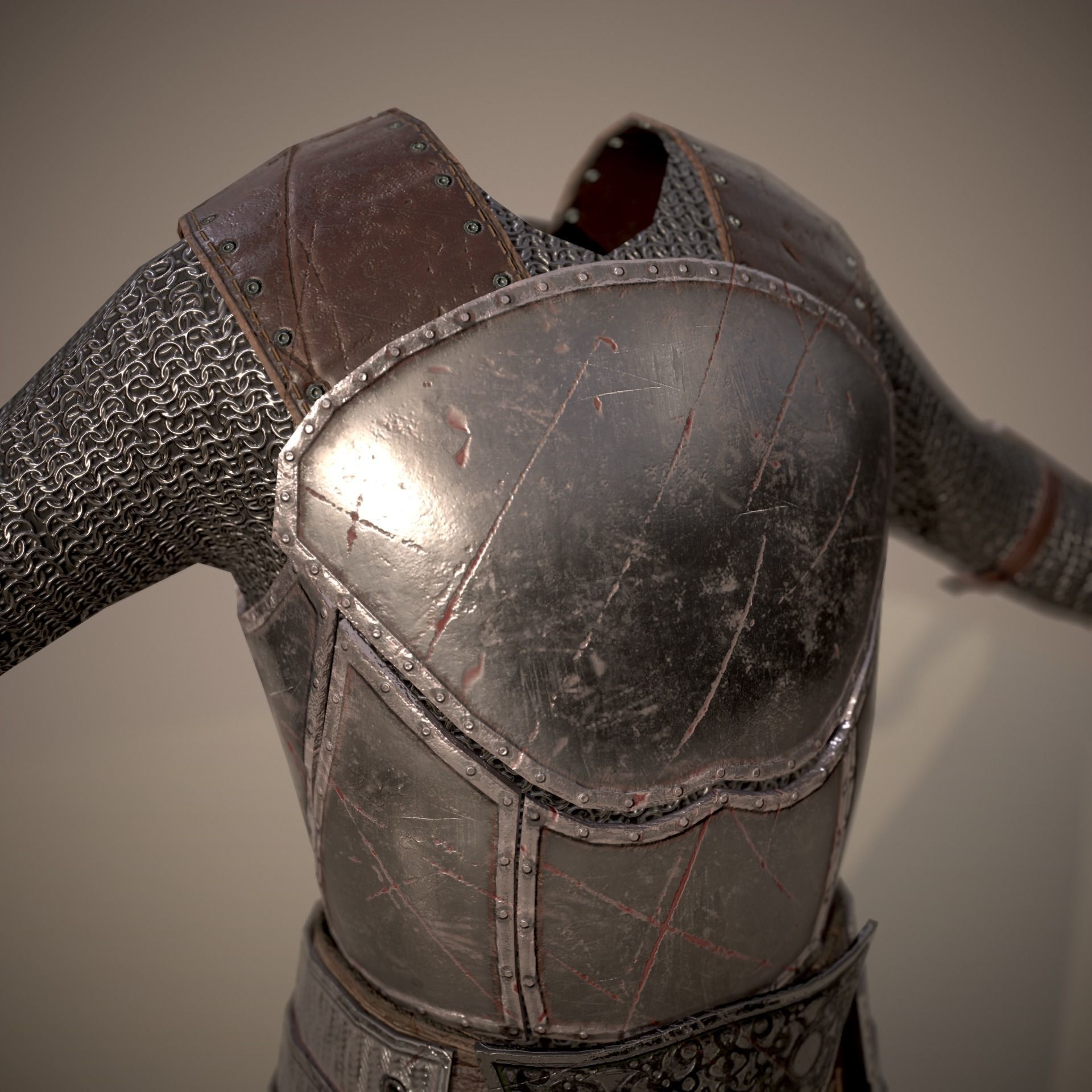 HIE Game Ready Body Armor D180612 Low-poly 3D model_3