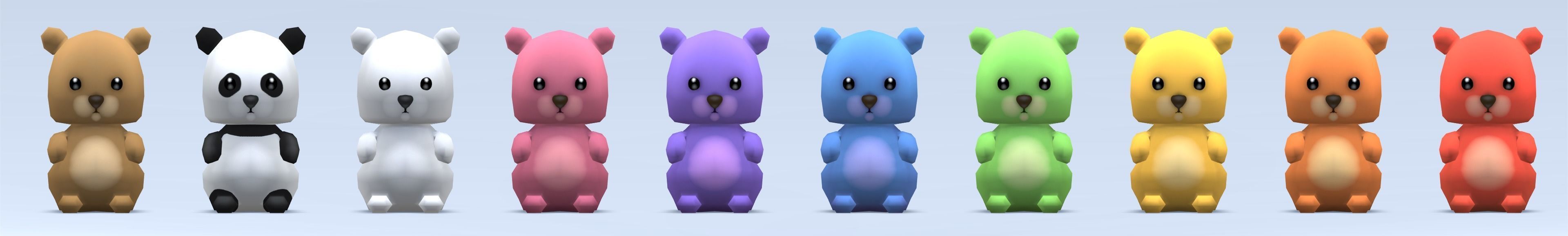 Plush Bears Low-poly 3D model_5