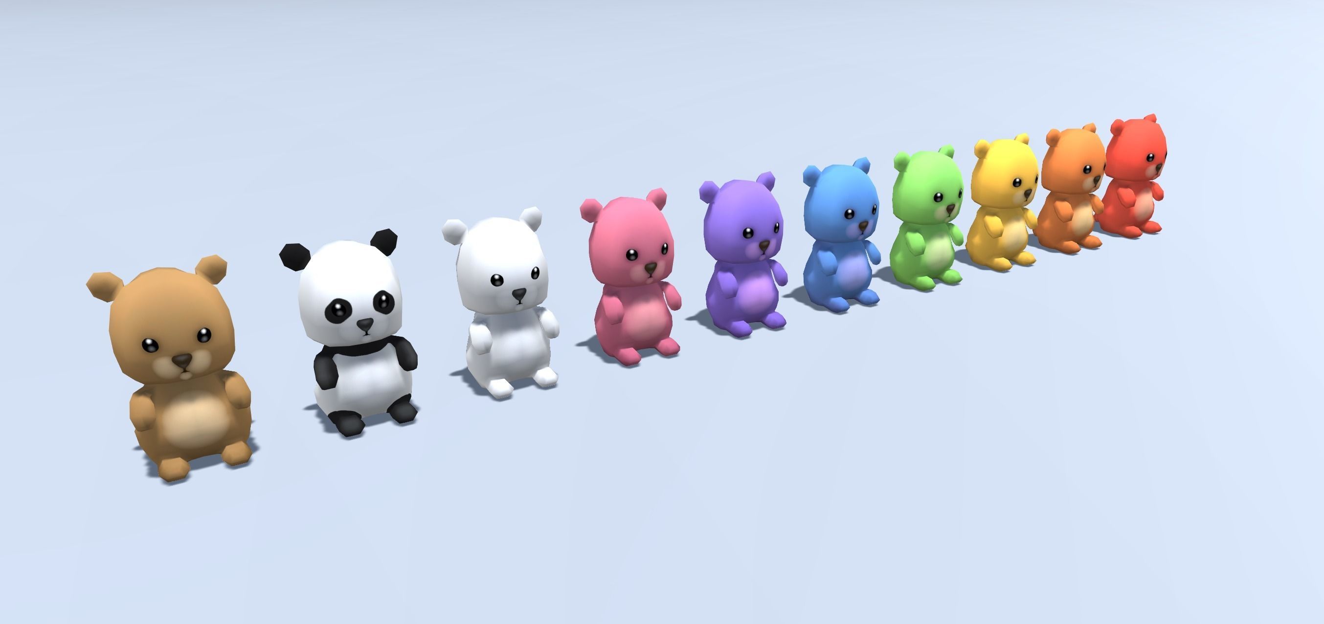 Plush Bears Low-poly 3D model_3