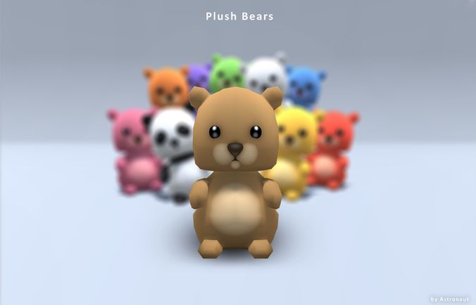Plush Bears Low-poly 3D model