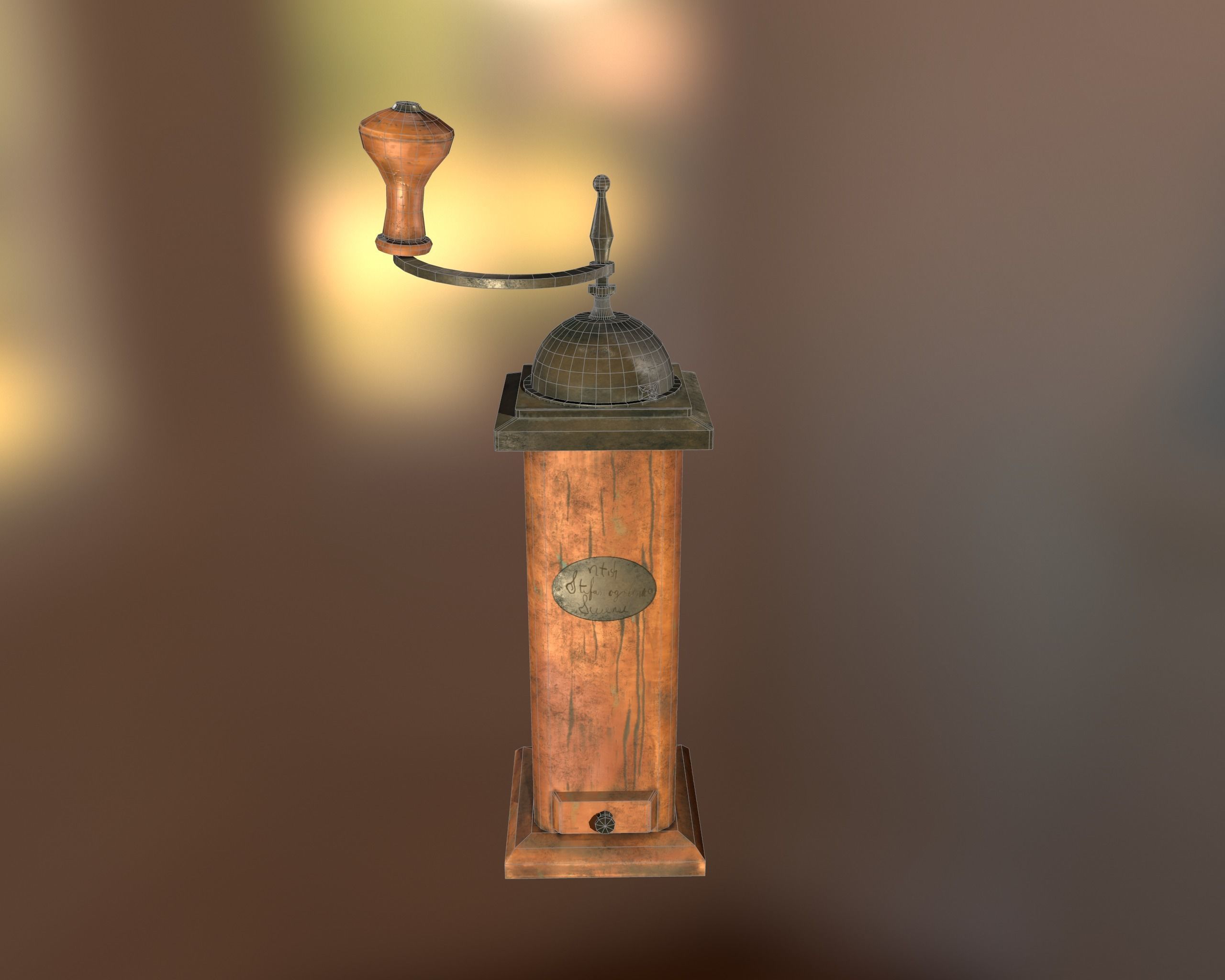 Antique Coffee Grinder Low-poly 3D model_14