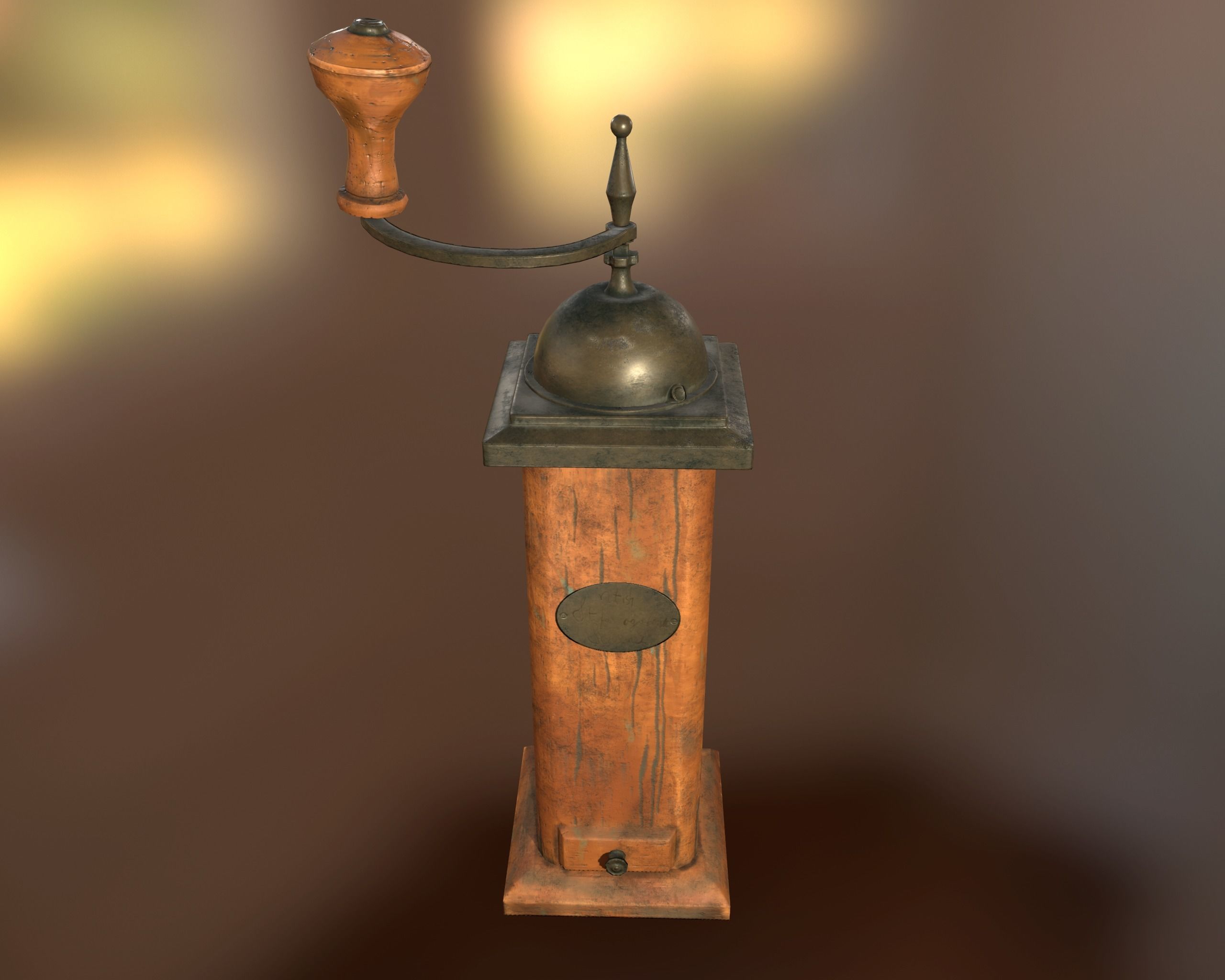 Antique Coffee Grinder Low-poly 3D model_6