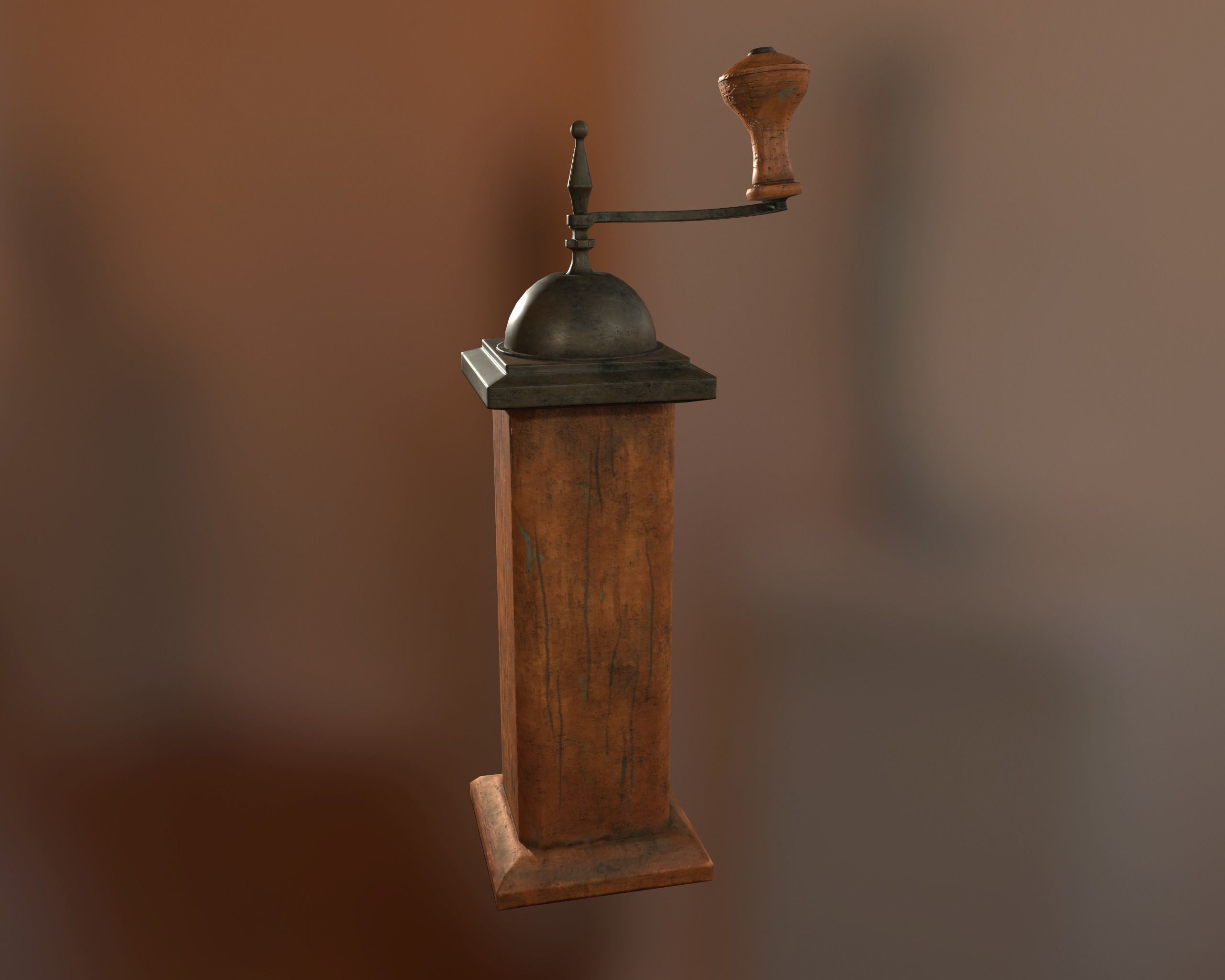 Antique Coffee Grinder Low-poly 3D model_12