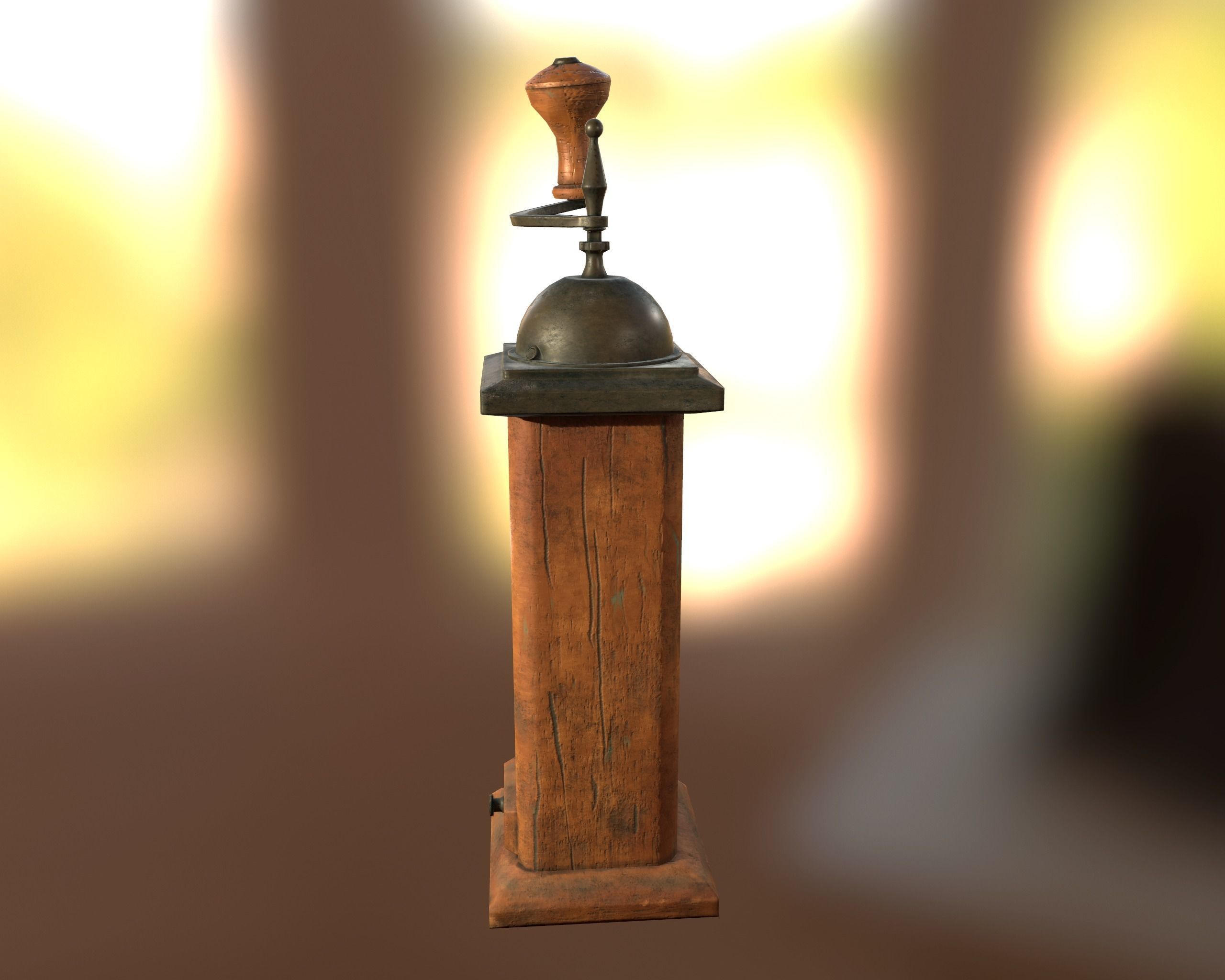 Antique Coffee Grinder Low-poly 3D model_8