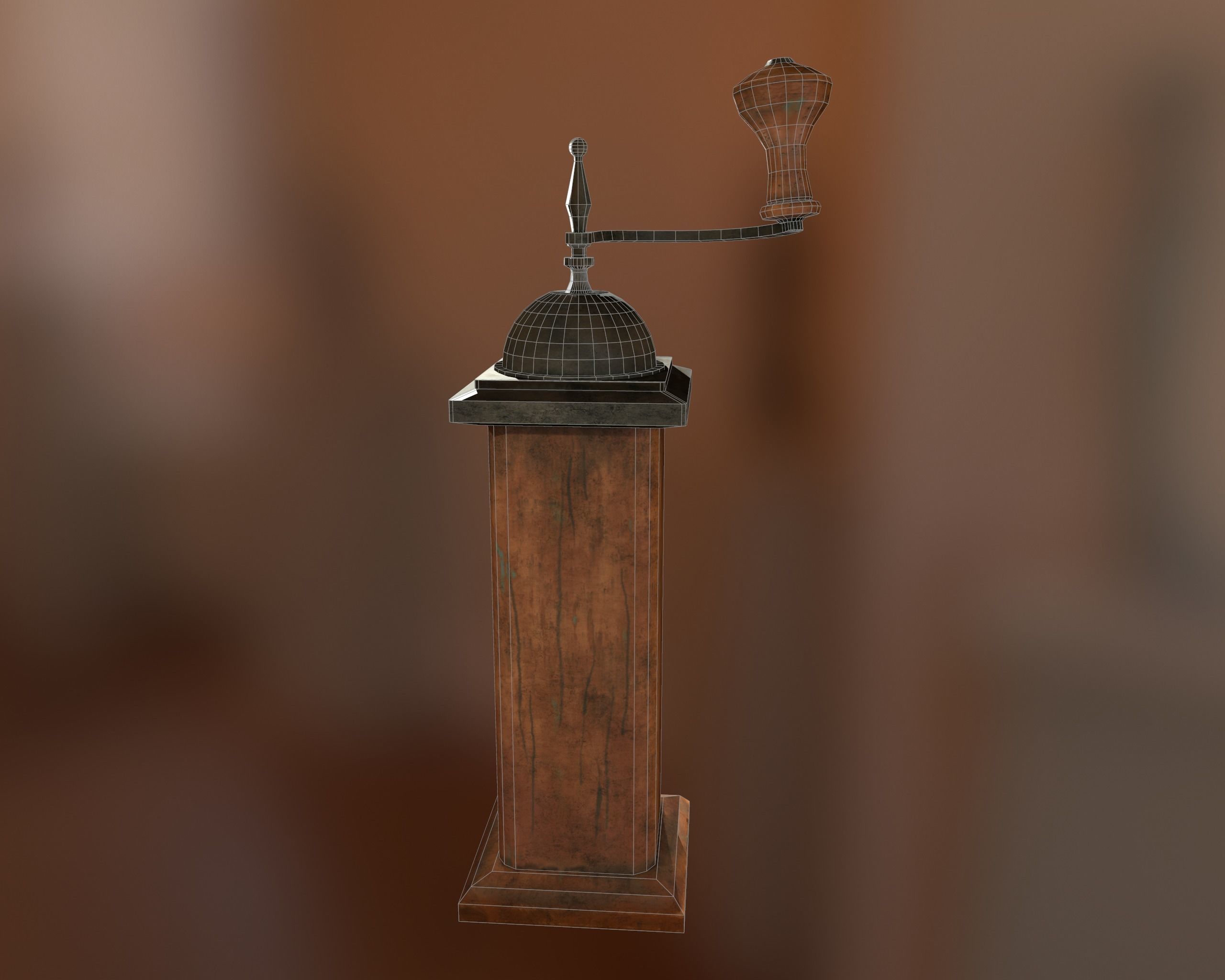 Antique Coffee Grinder Low-poly 3D model_16