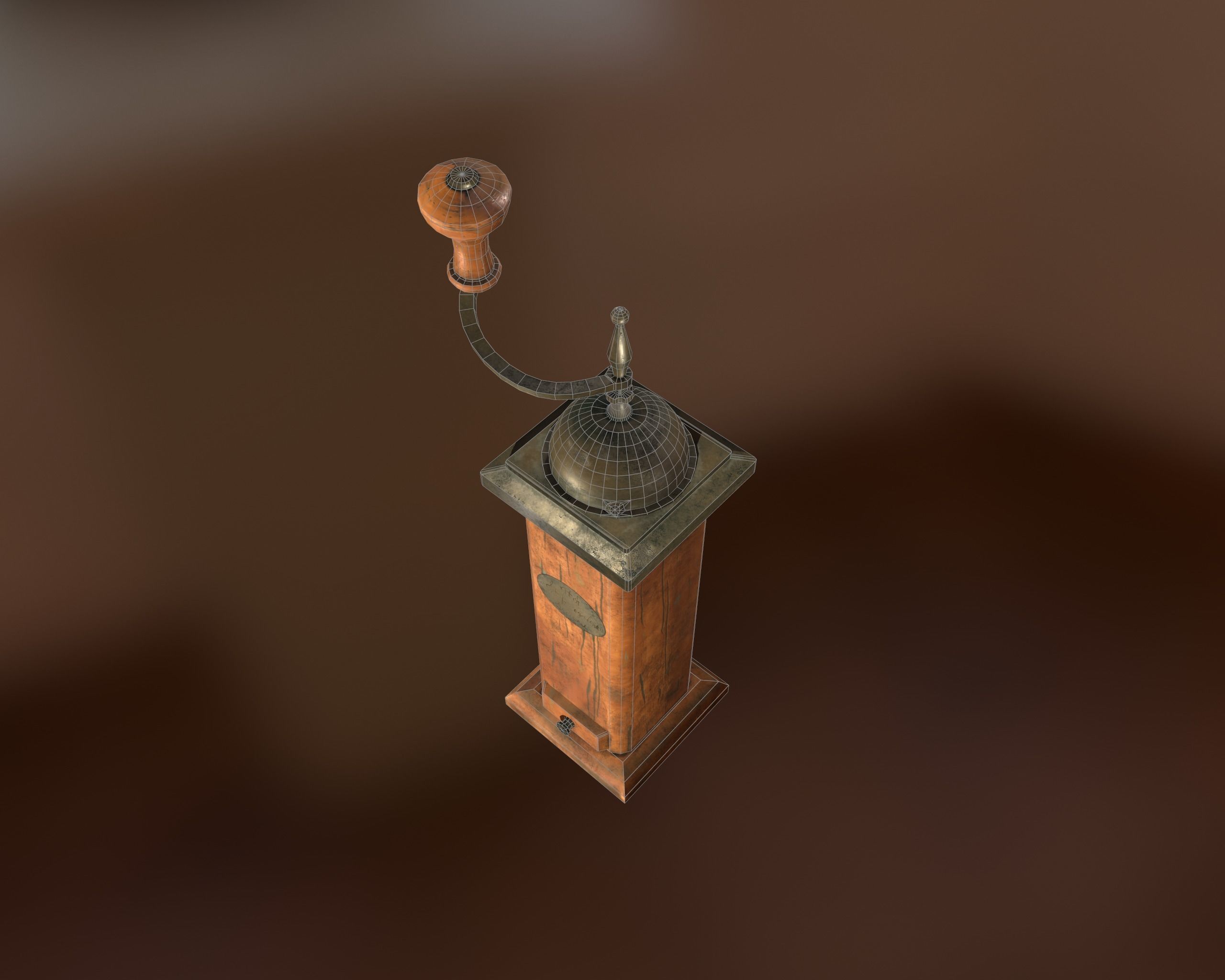 Antique Coffee Grinder Low-poly 3D model_18