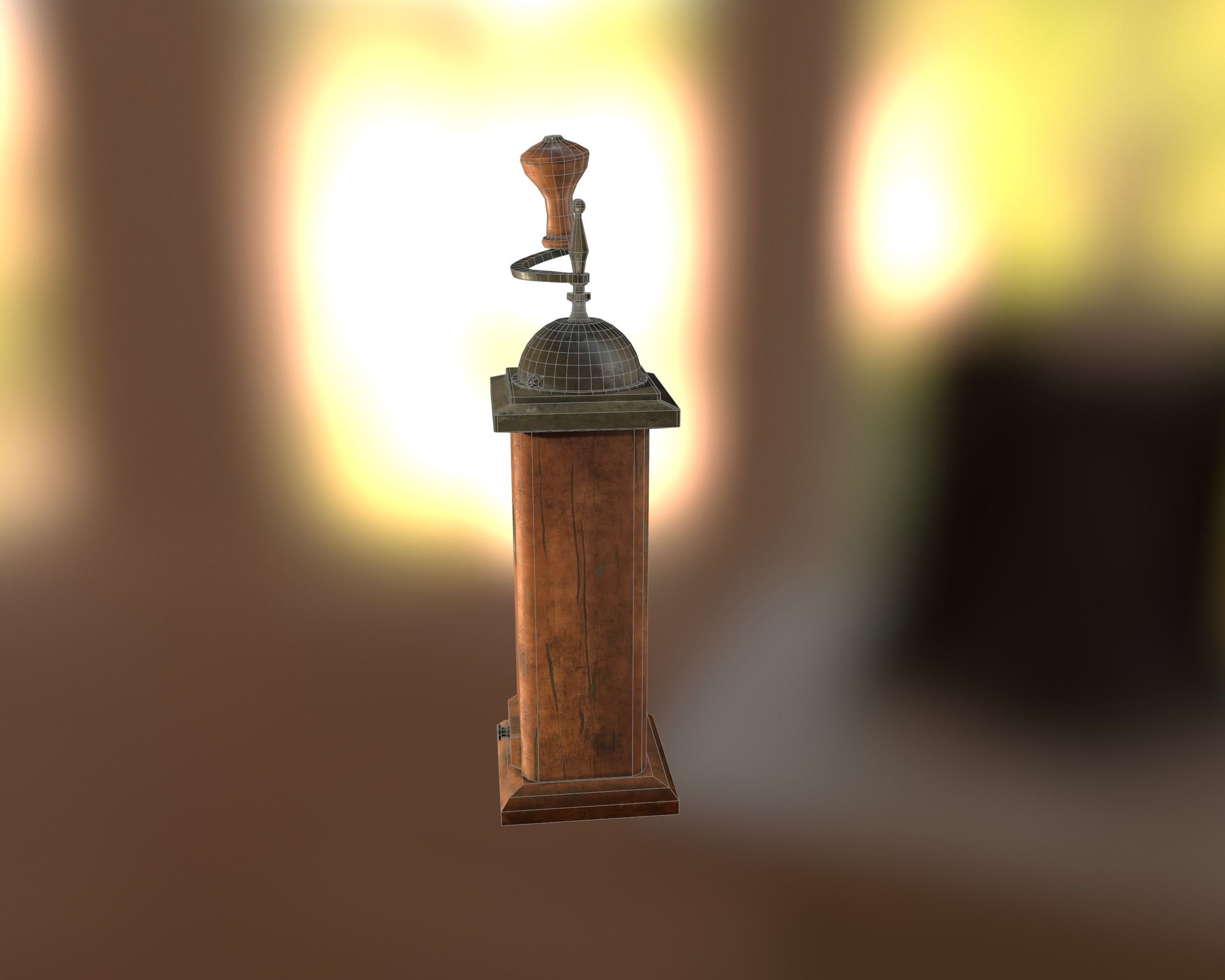 Antique Coffee Grinder Low-poly 3D model_15