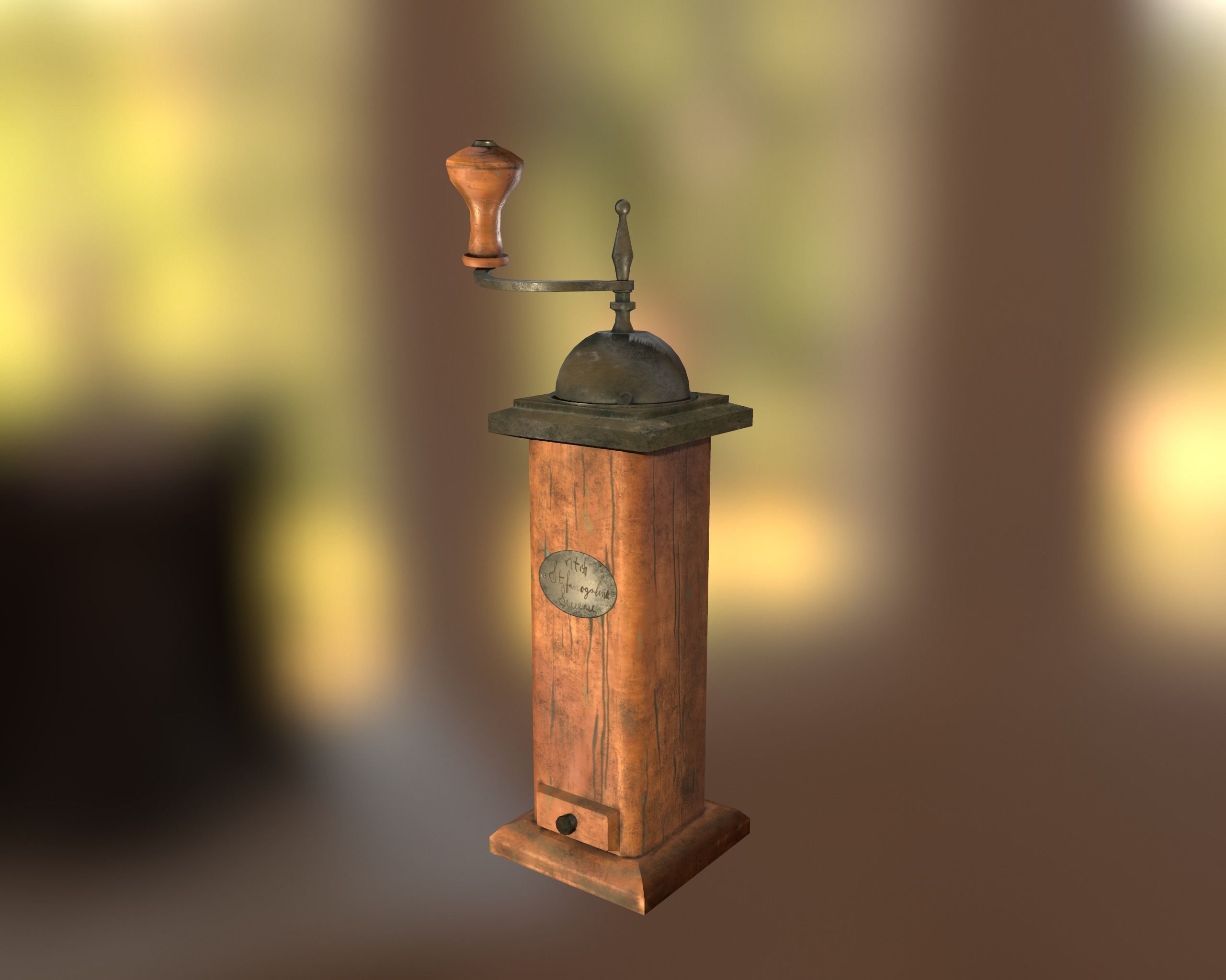 Antique Coffee Grinder Low-poly 3D model_22