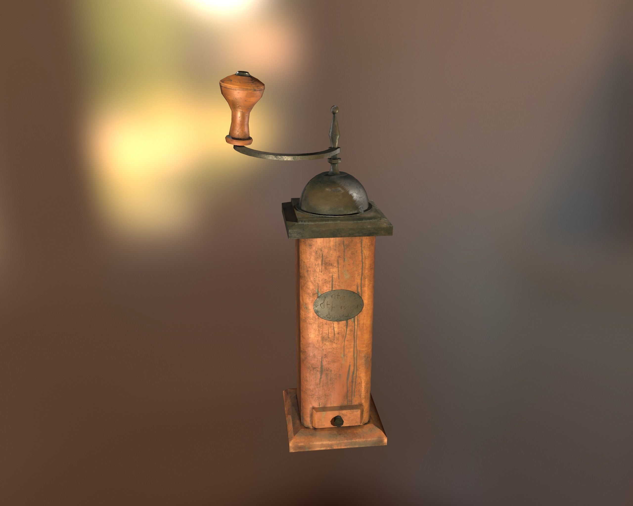 Antique Coffee Grinder Low-poly 3D model_21