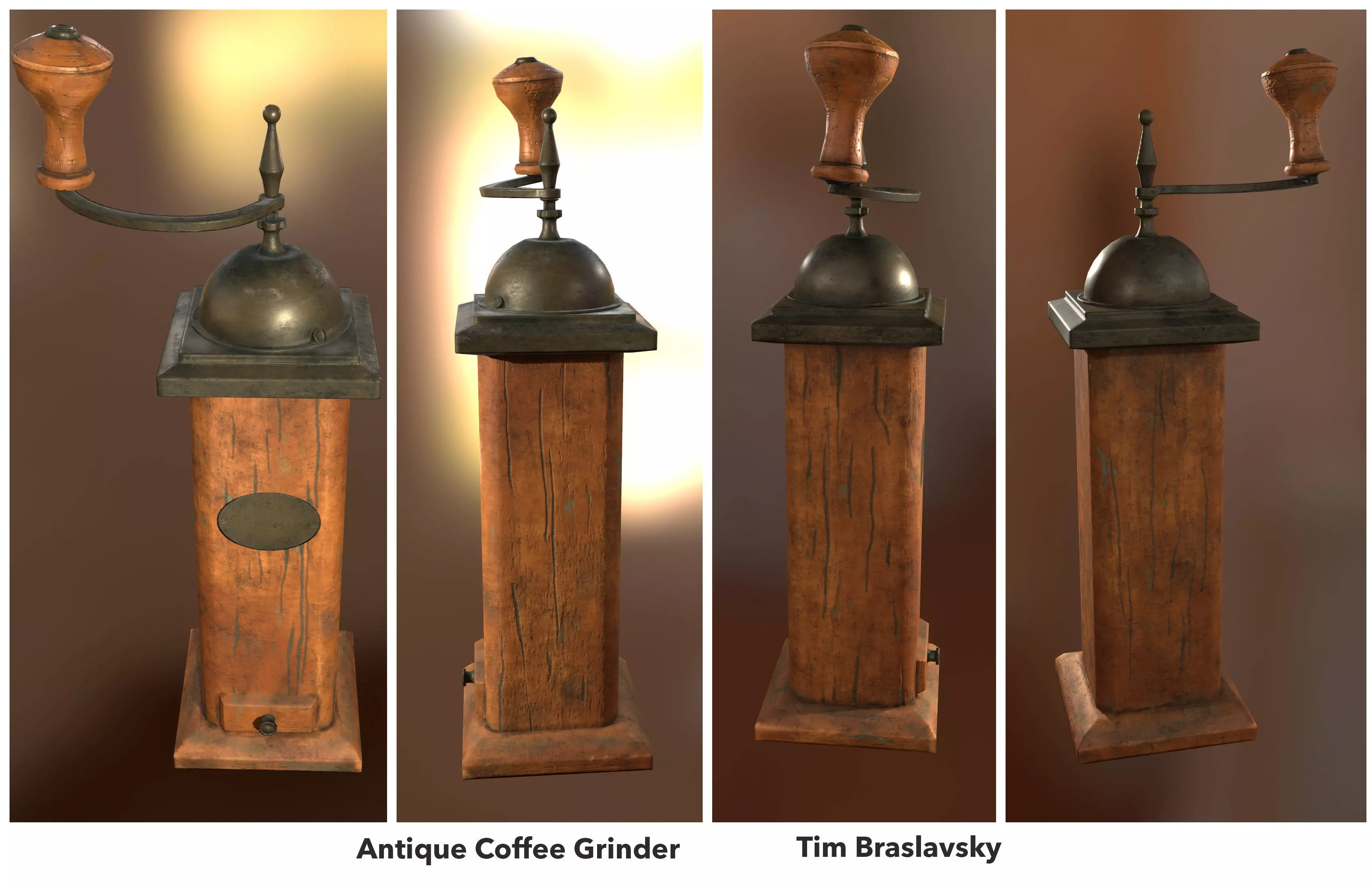 Antique Coffee Grinder Low-poly 3D model_0