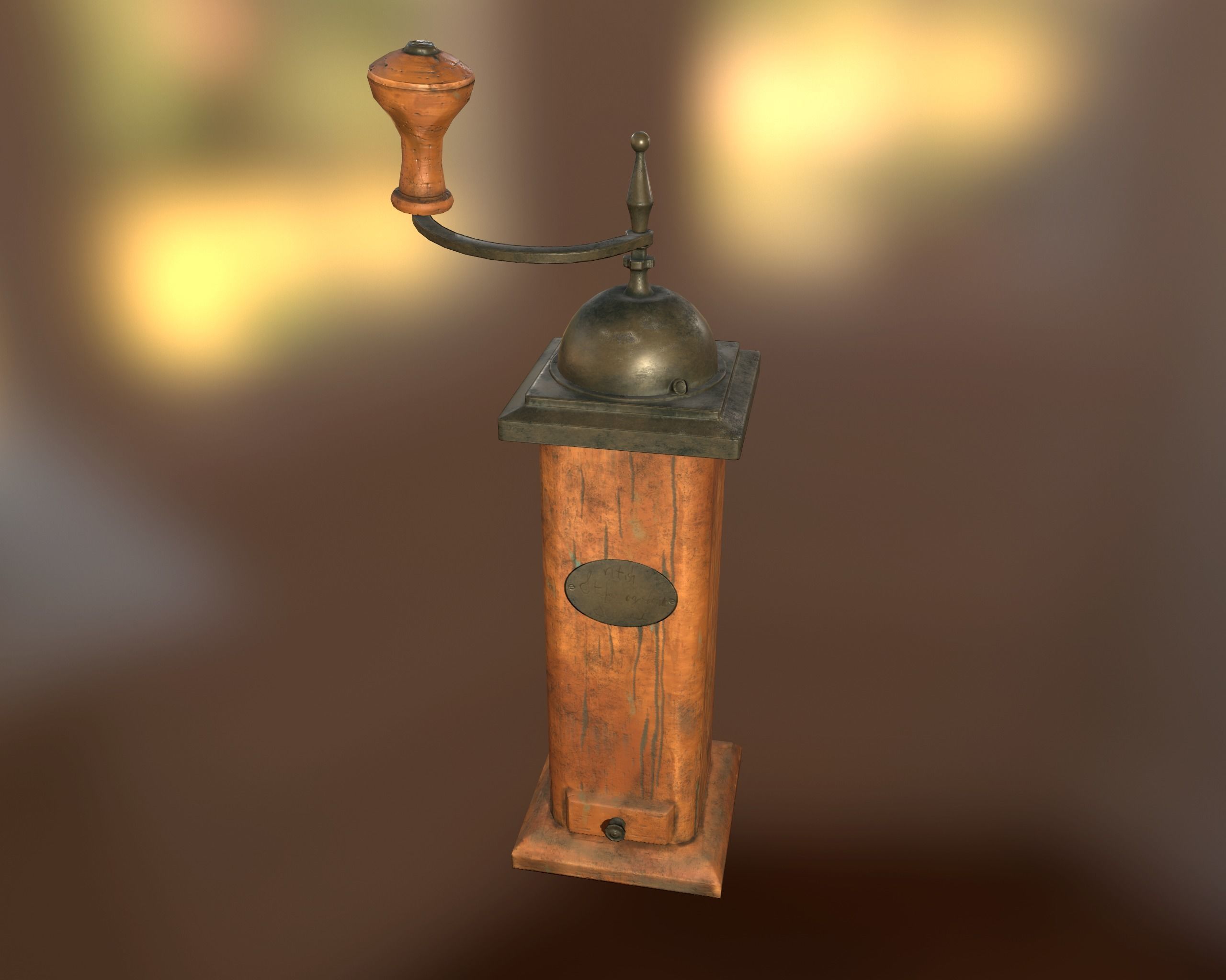 Antique Coffee Grinder Low-poly 3D model_10