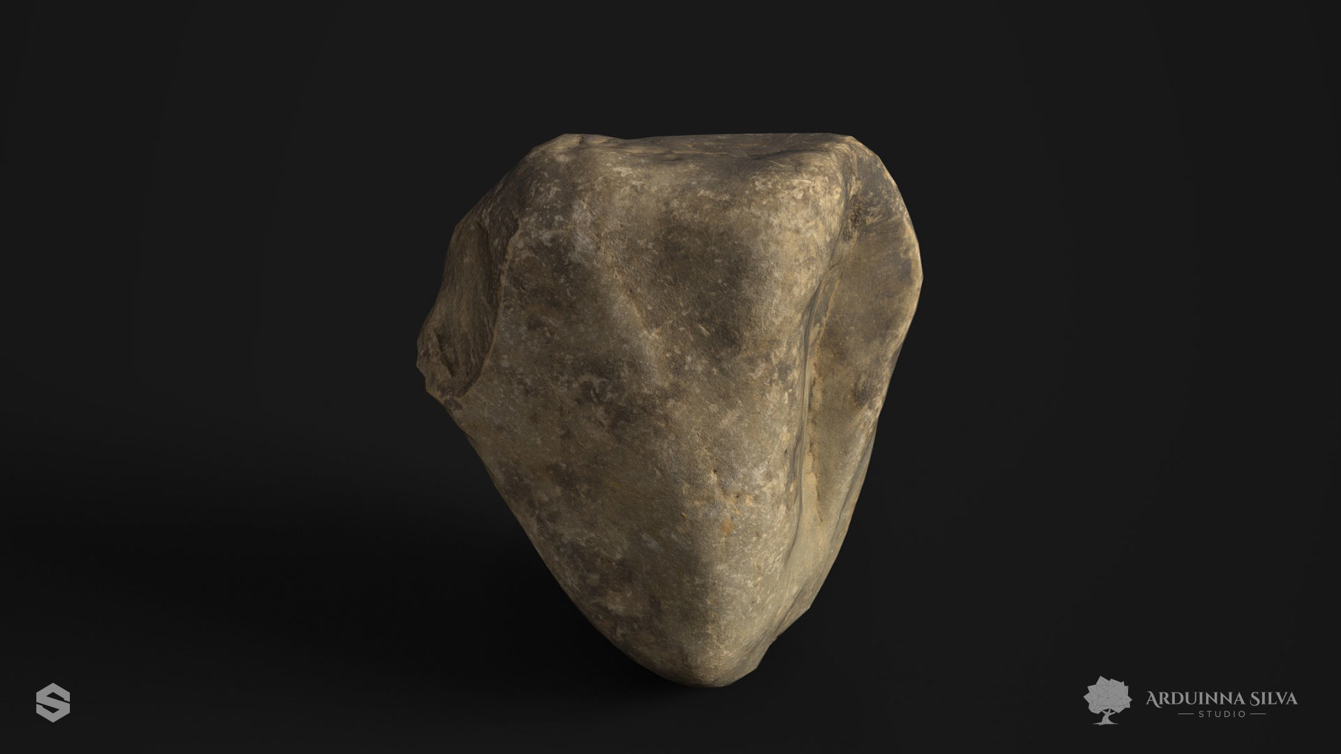 River rock 008 - Photogrammetry Low-poly 3D model_4