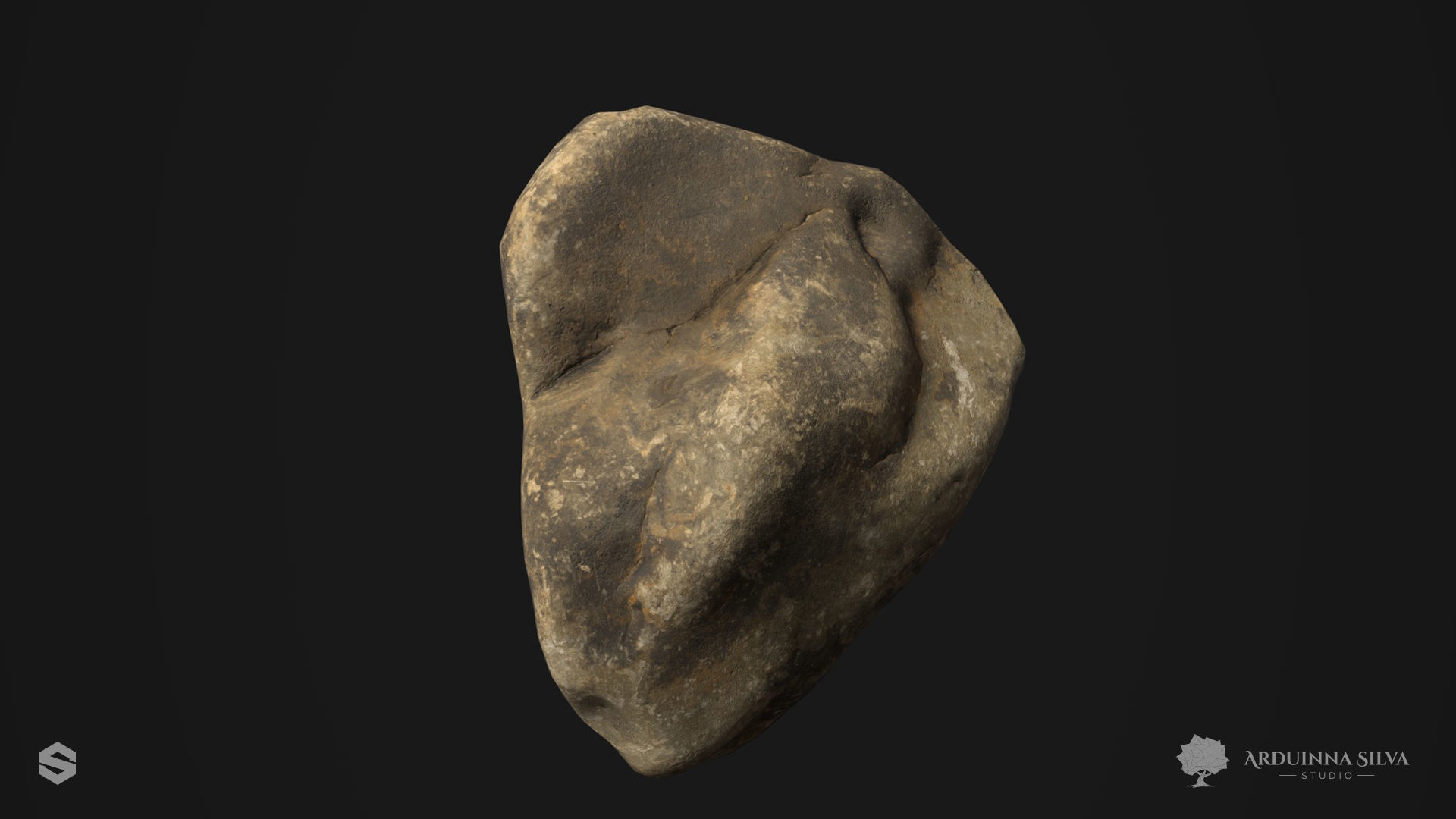 River rock 008 - Photogrammetry Low-poly 3D model_3