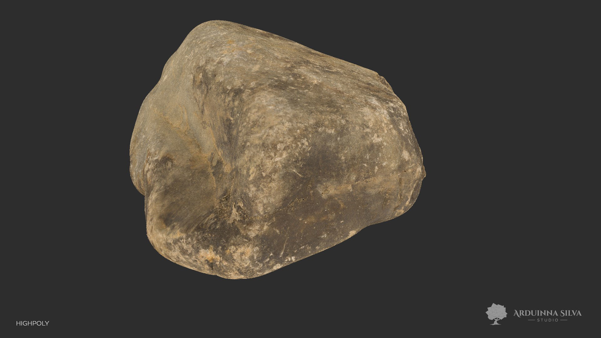 River rock 008 - Photogrammetry Low-poly 3D model_2