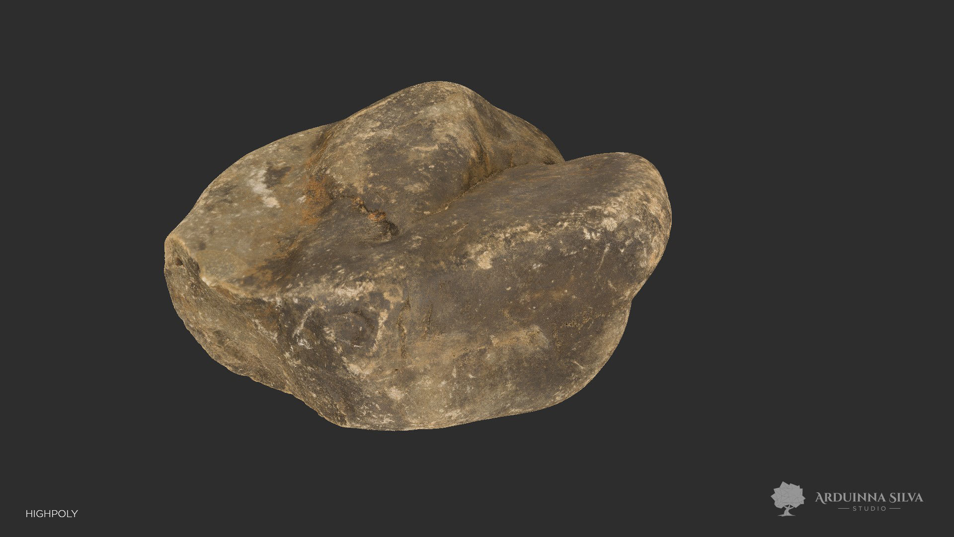 River rock 008 - Photogrammetry Low-poly 3D model_5