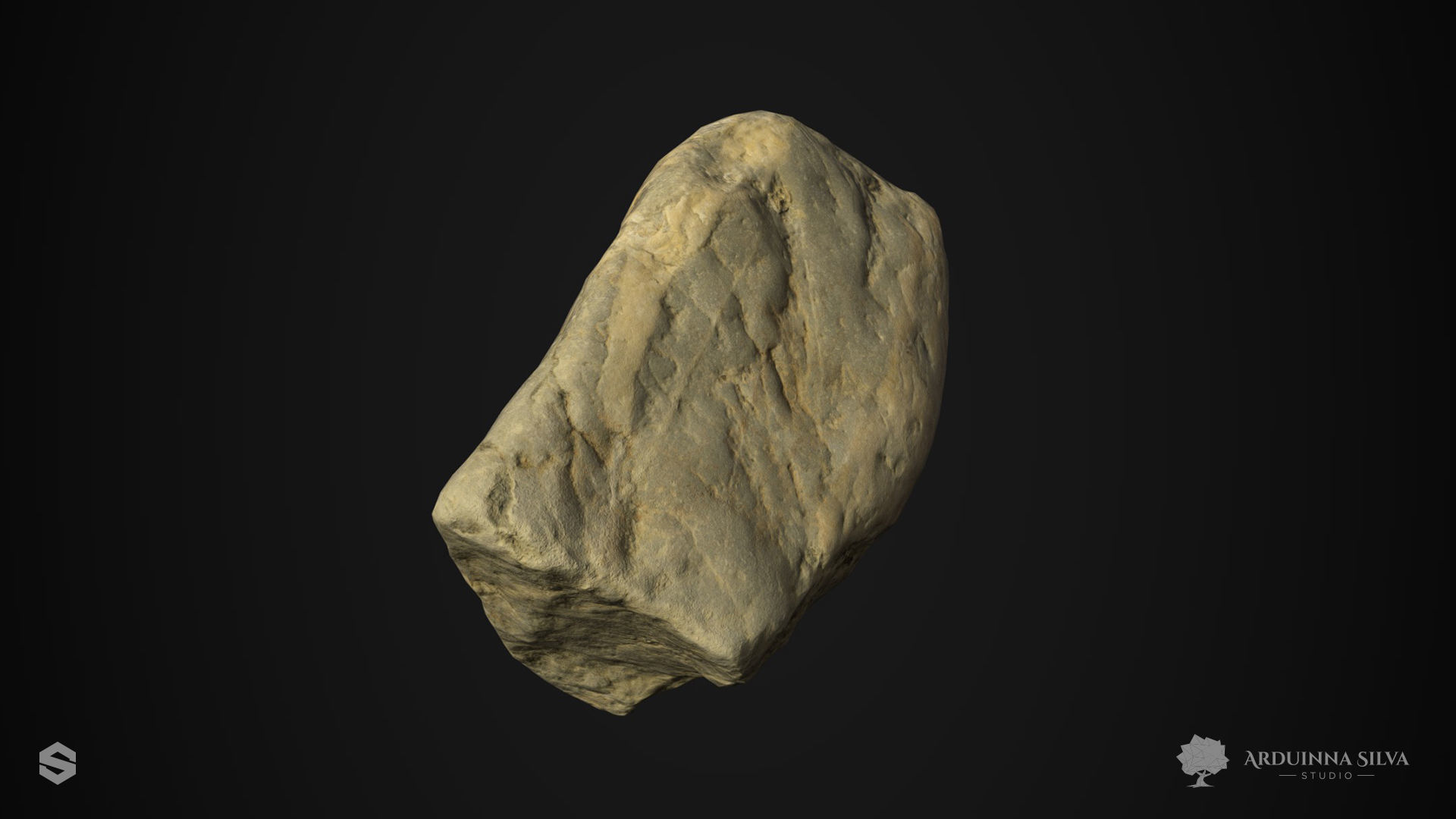 River rock 009 - Photogrammetry Low-poly 3D model_3