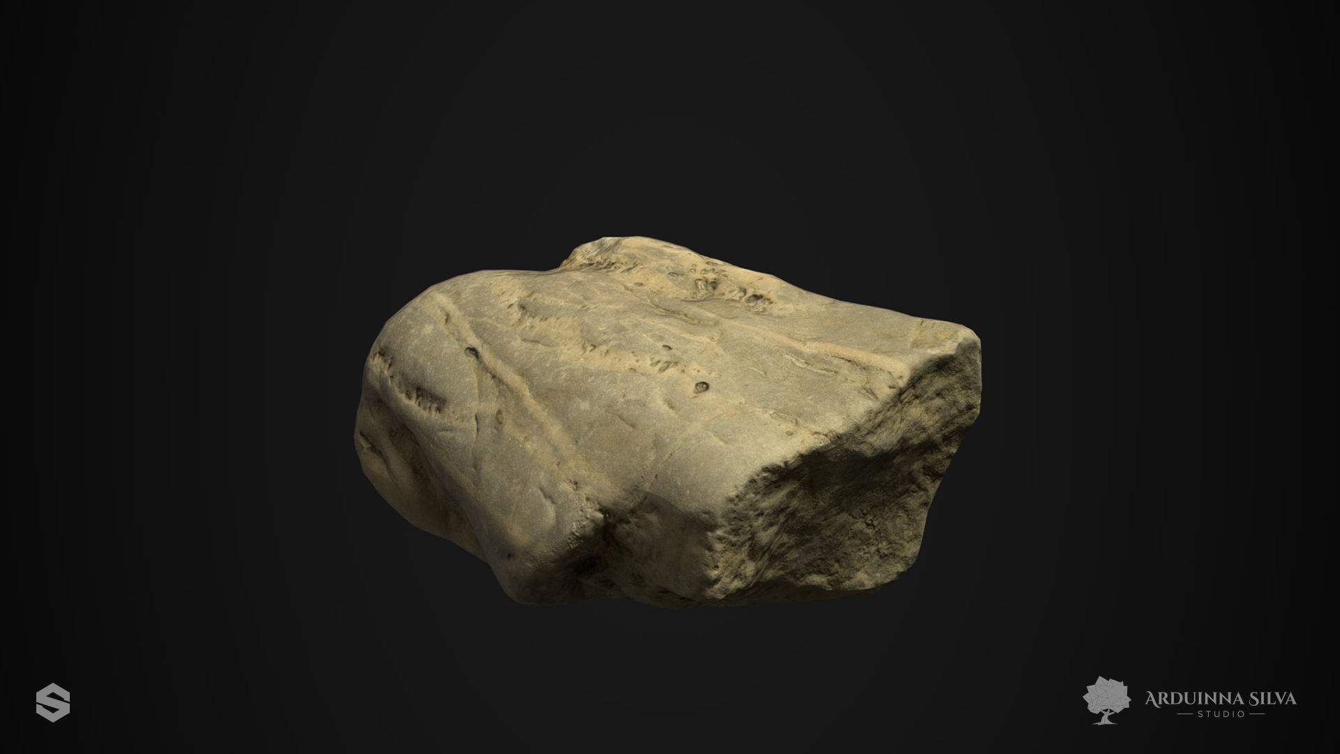 River rock 009 - Photogrammetry Low-poly 3D model_2