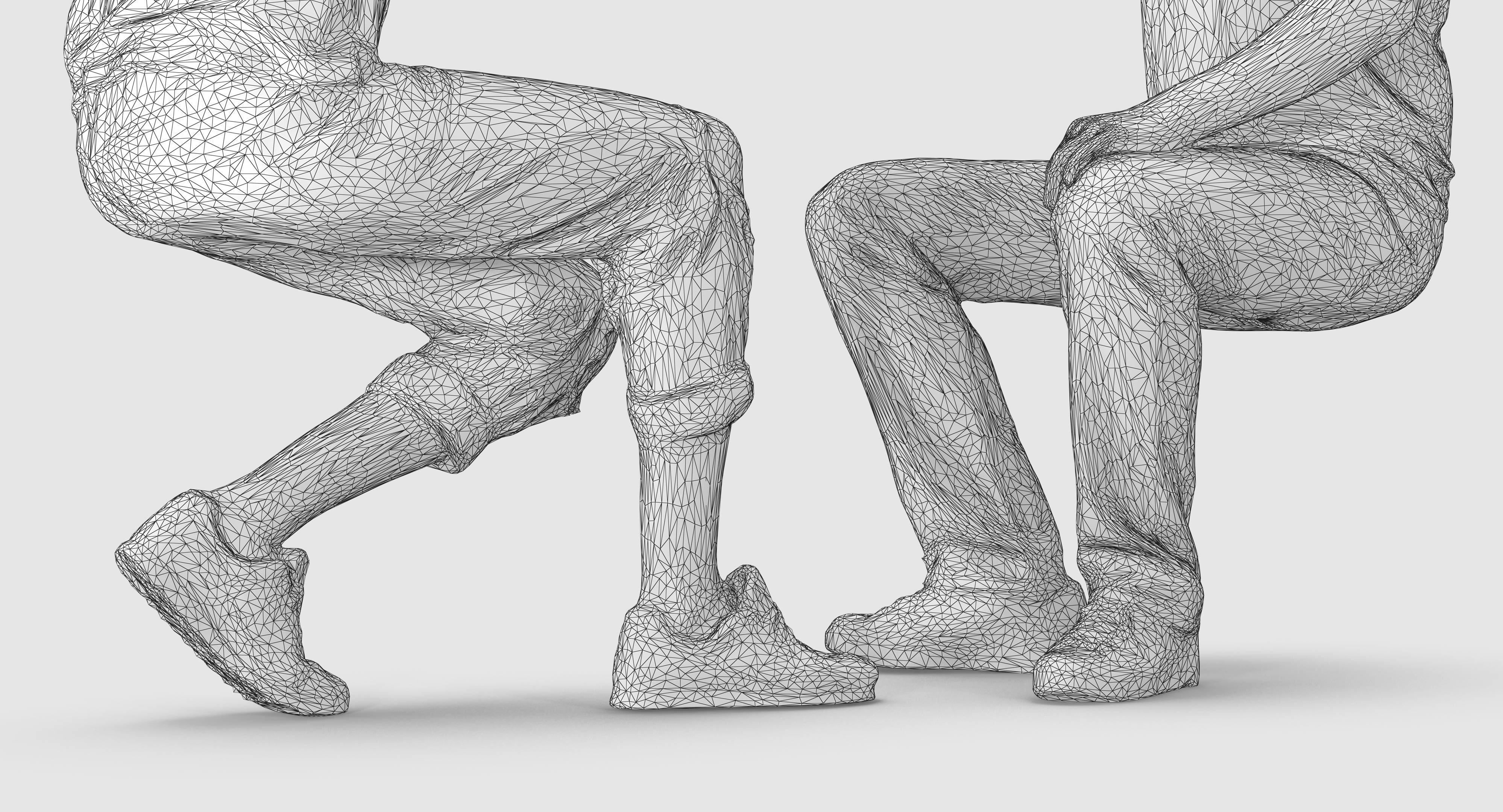 Sitting Girl and Boy Low-poly 3D model_34