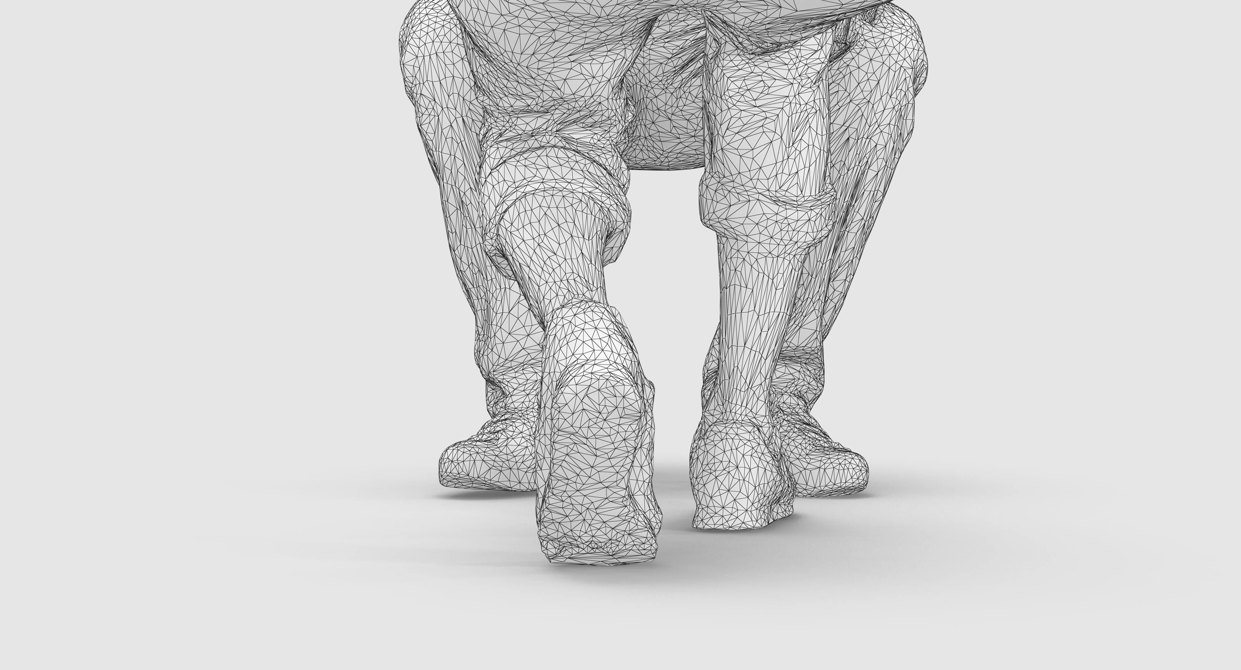 Sitting Girl and Boy Low-poly 3D model_40