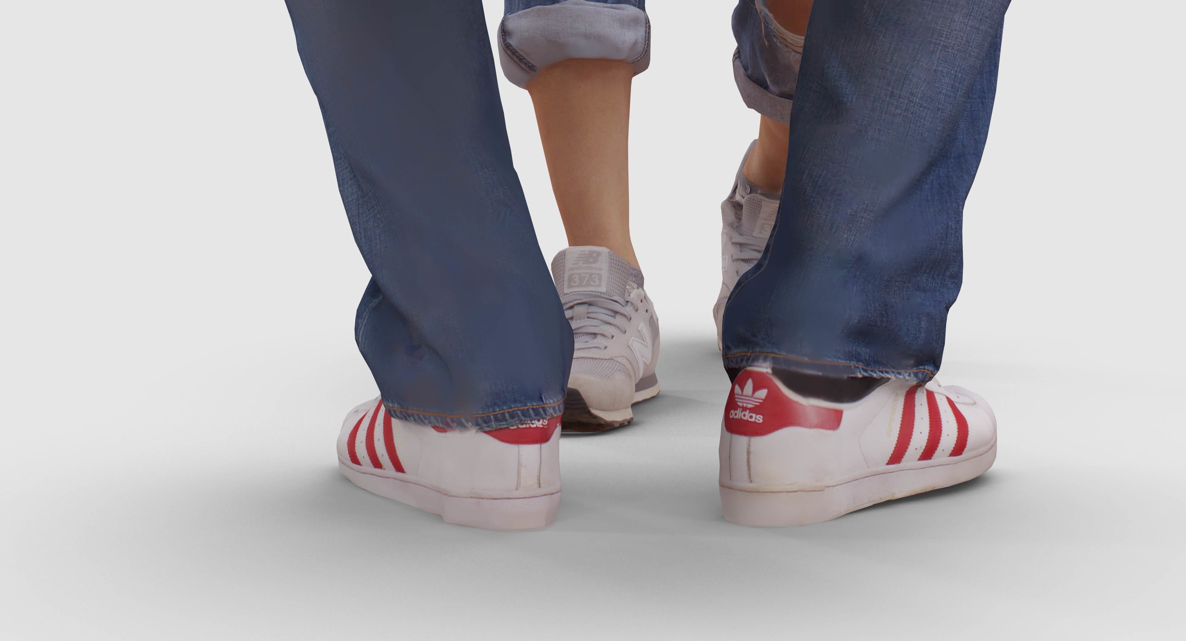 Sitting Girl and Boy Low-poly 3D model_37
