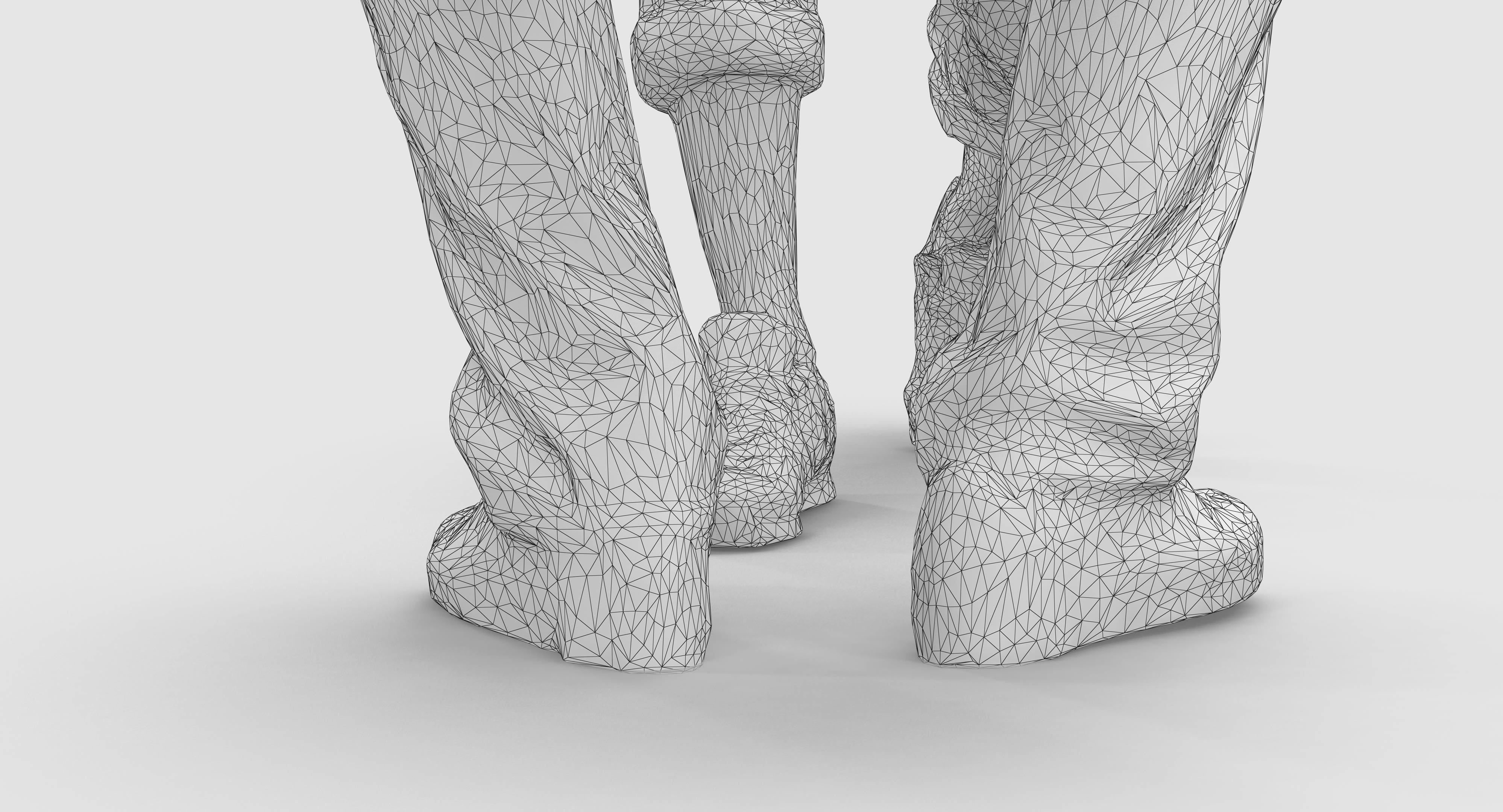 Sitting Girl and Boy Low-poly 3D model_38