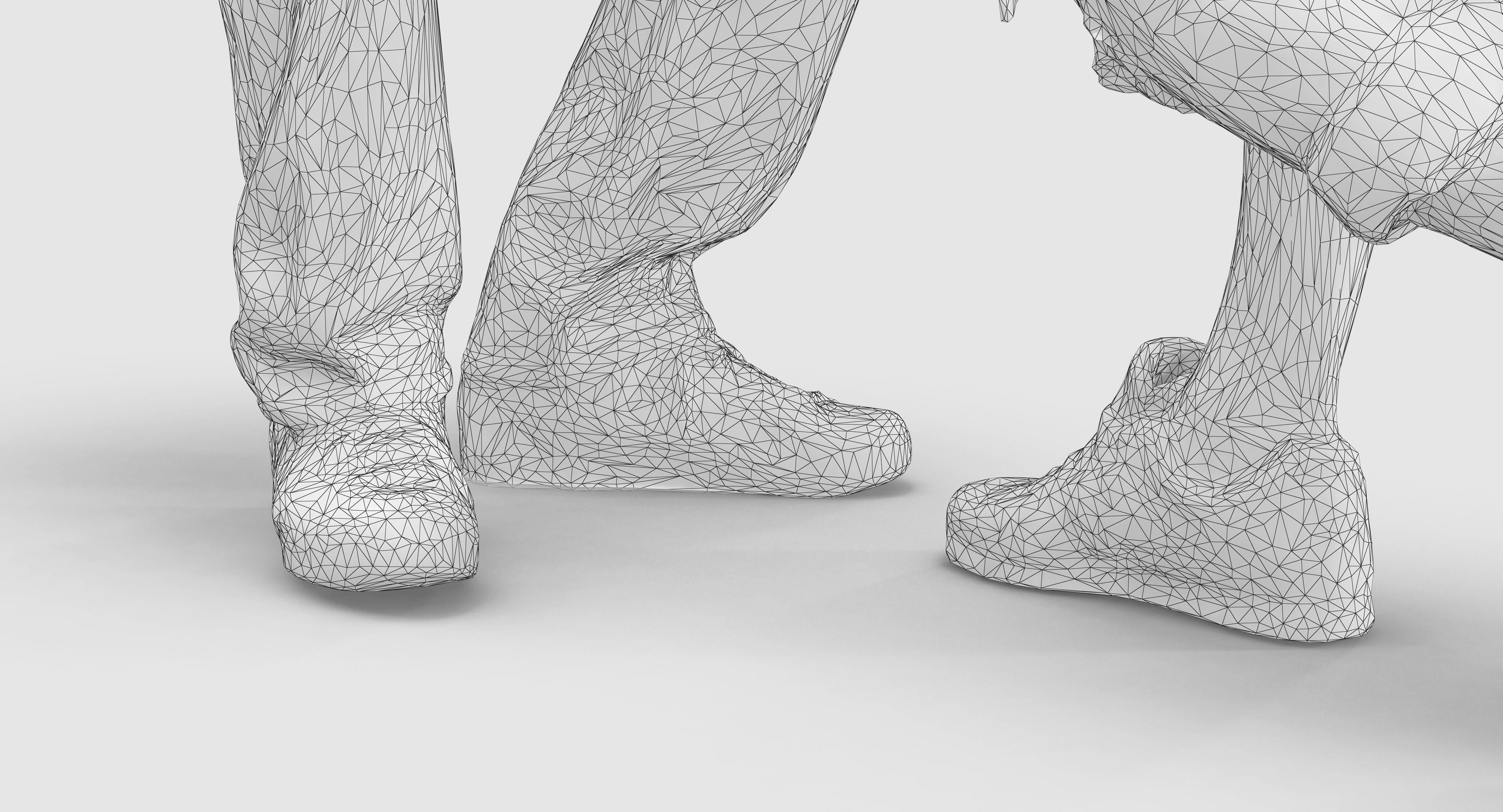 Sitting Girl and Boy Low-poly 3D model_36
