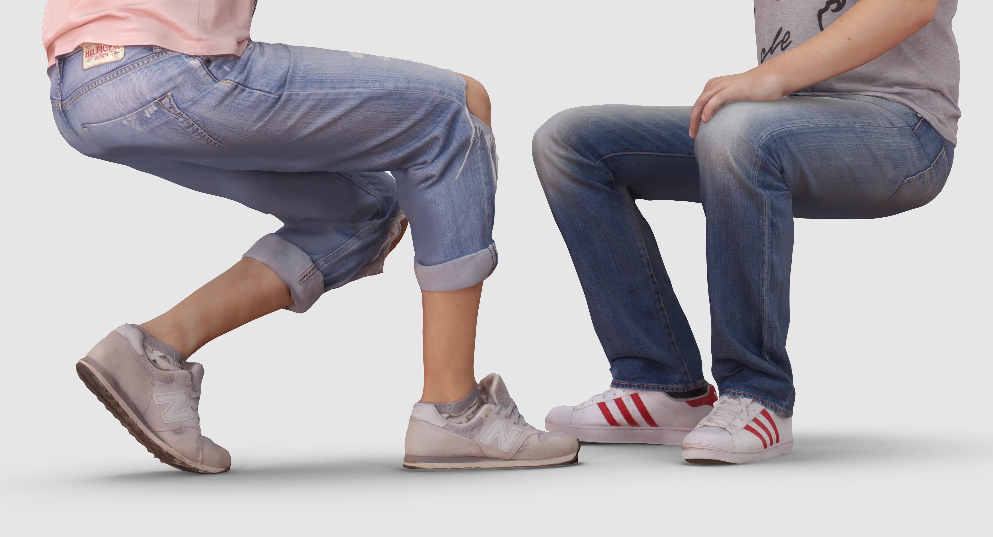 Sitting Girl and Boy Low-poly 3D model_33