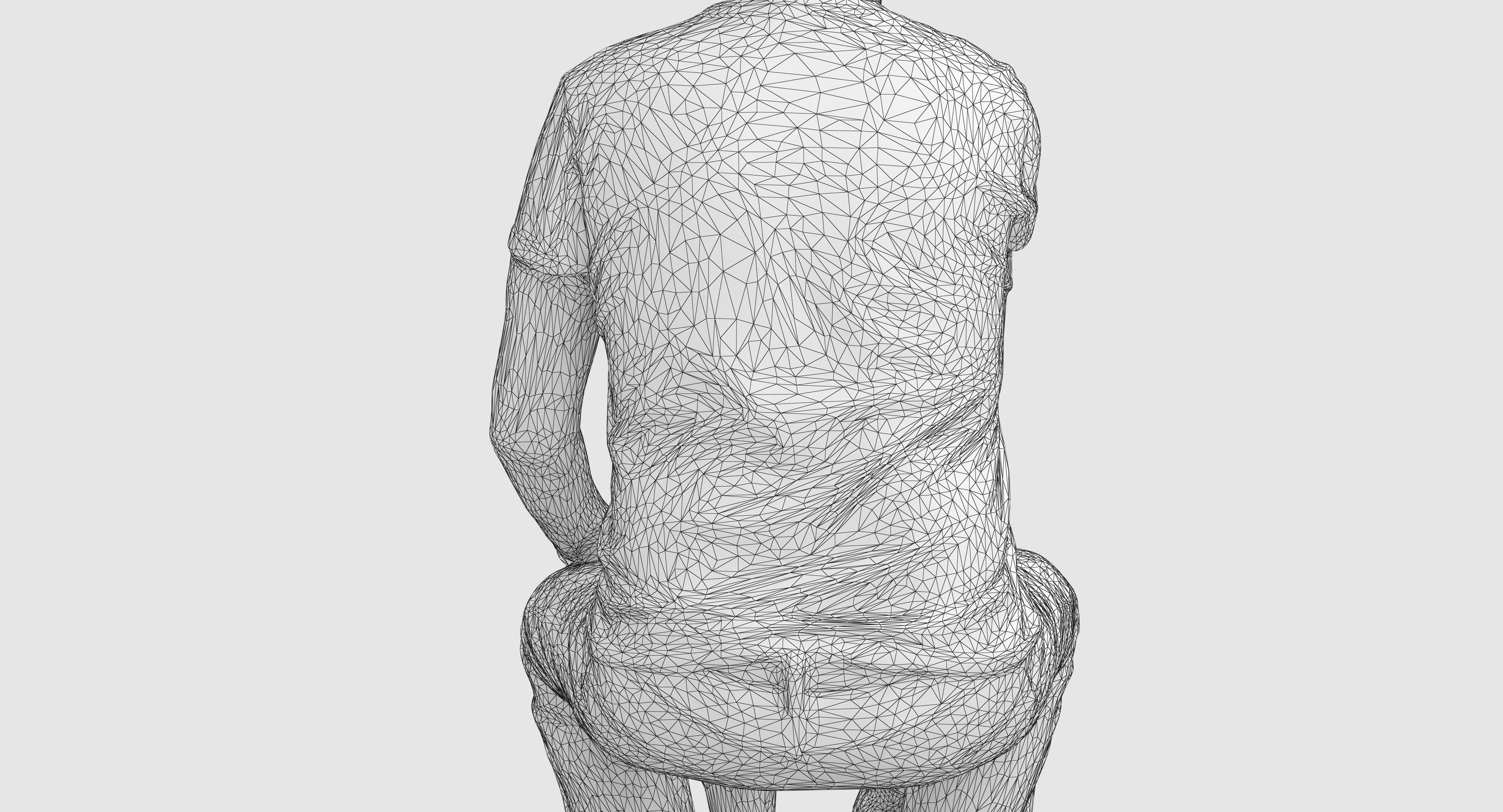 Sitting Girl and Boy Low-poly 3D model_26