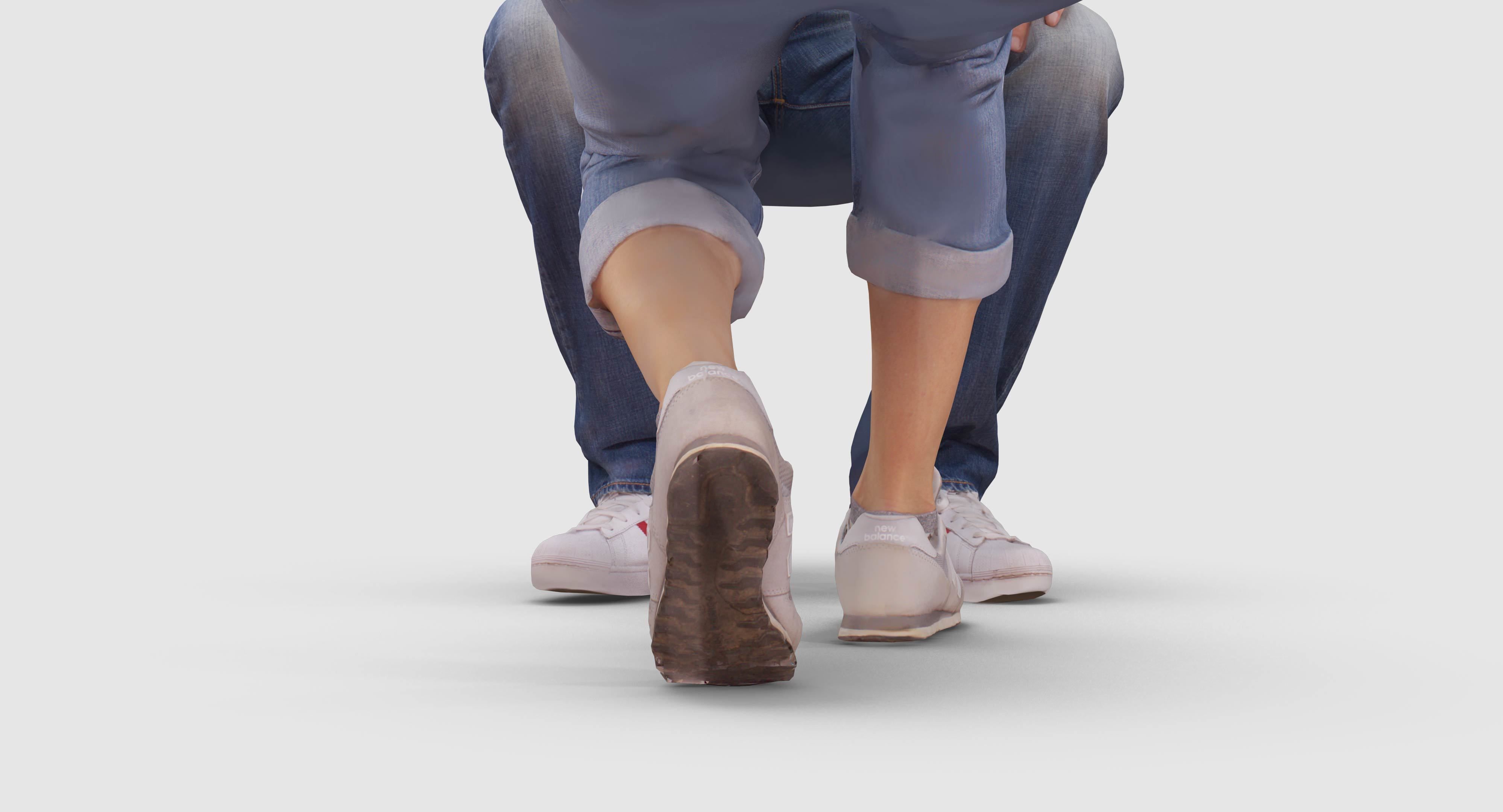 Sitting Girl and Boy Low-poly 3D model_39