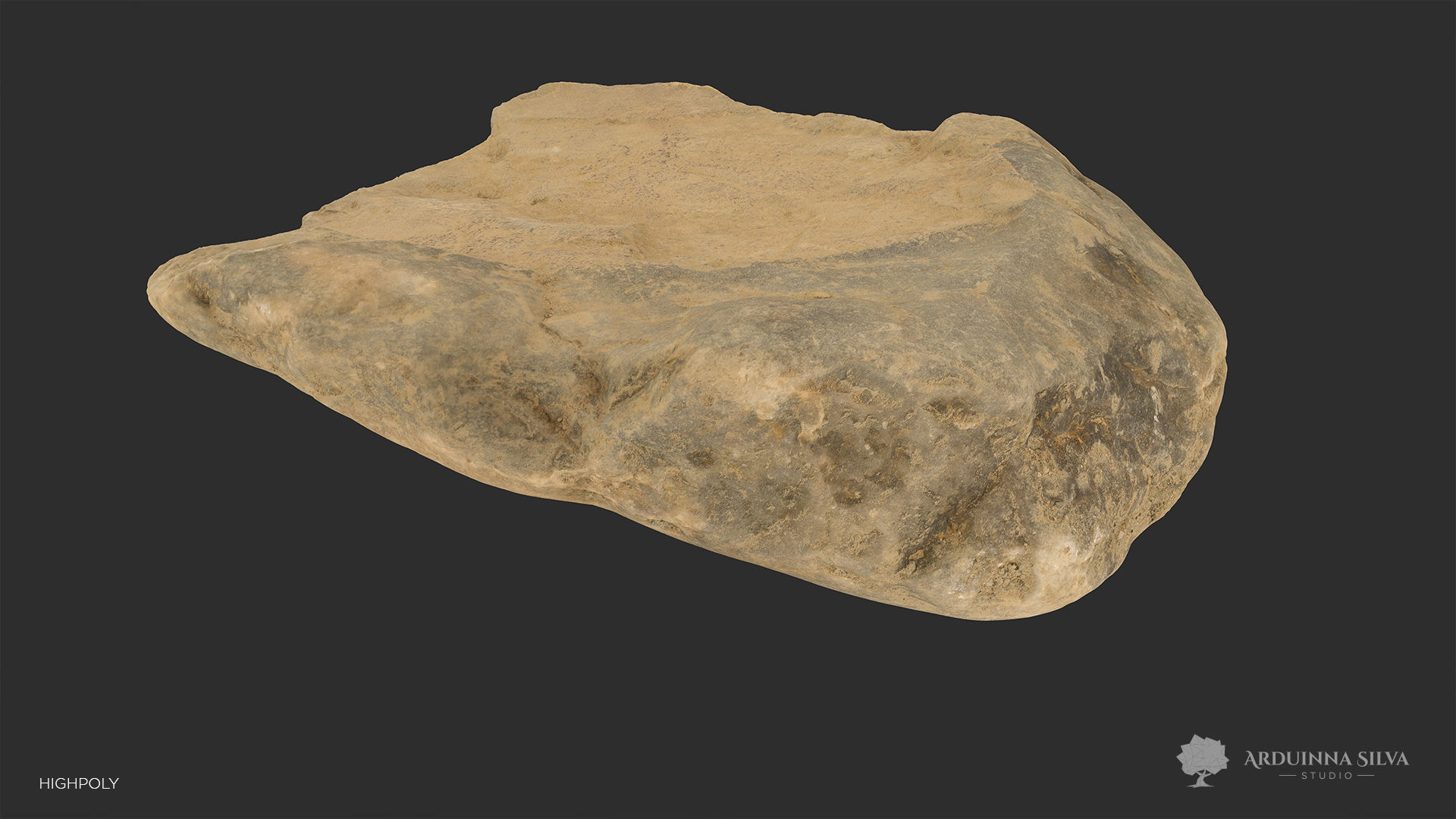 River rock 010 - Photogrammetry Low-poly 3D model_5