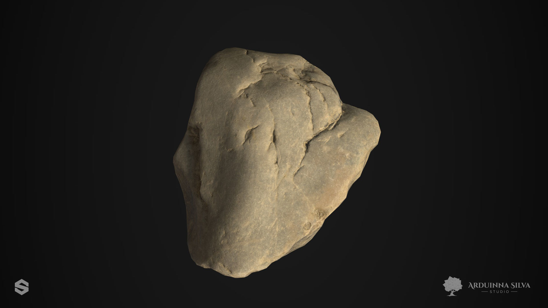 River rock 010 - Photogrammetry Low-poly 3D model_3