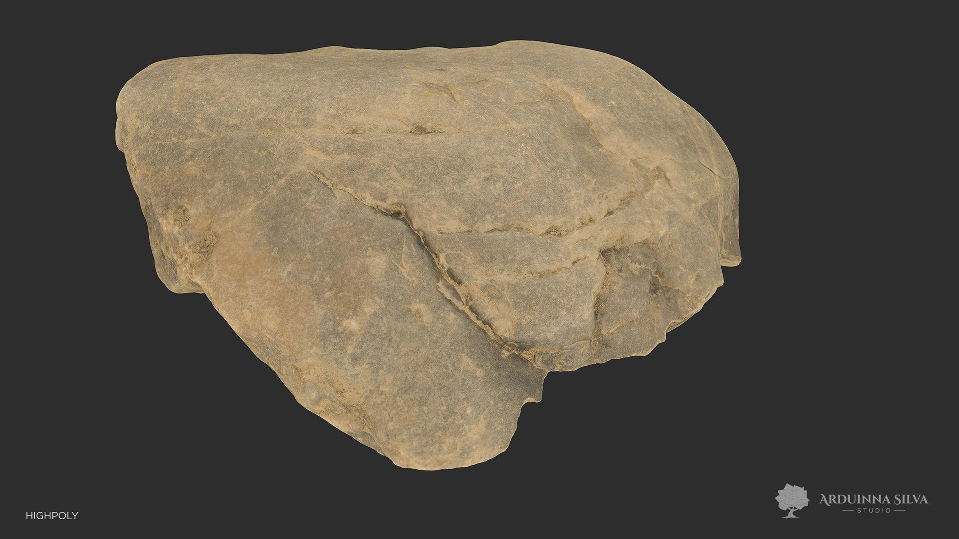 River rock 010 - Photogrammetry Low-poly 3D model_6