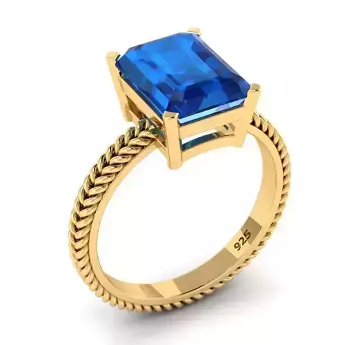 Thin Golden Engagement Ring With Sapphire