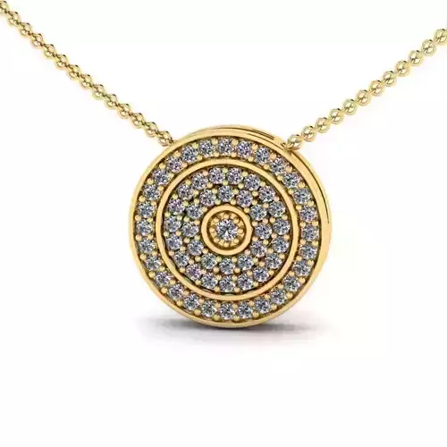 Round Shaped Golden Pendant With Diamonds