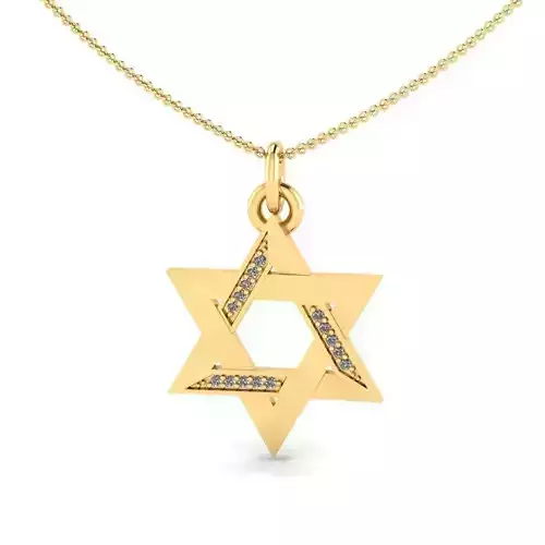 Star Shaped Golden Pendant With Diamonds