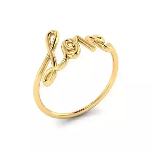 Golden Love Script Wedding Ring