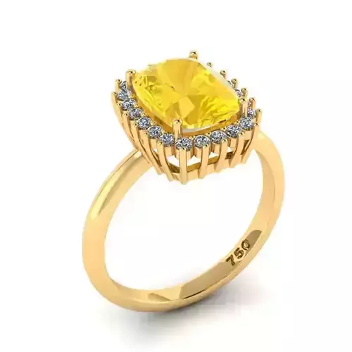 Golden Halo Engagement Ring With Yellow Gemstone