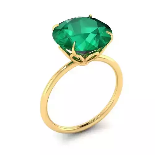 Golden Engagement Ring with Emerald