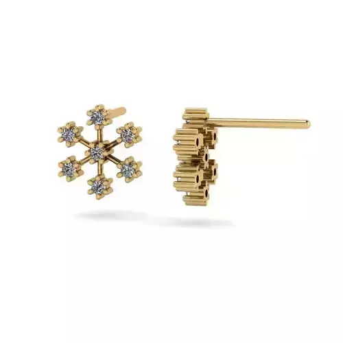 Flowe Shaped Eartops With Diamonds