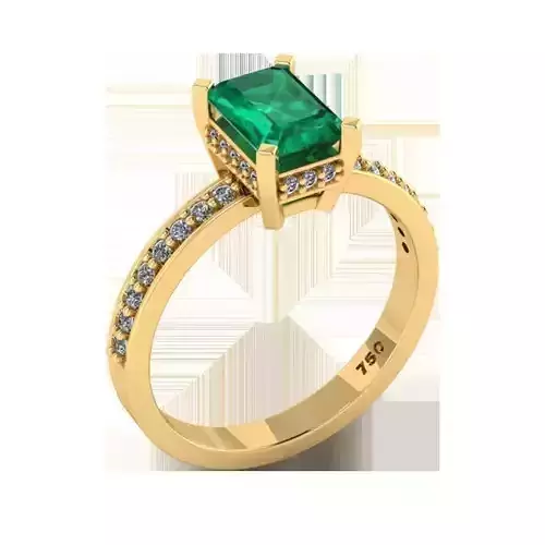 Golden Engagement Ring with Emerald 2